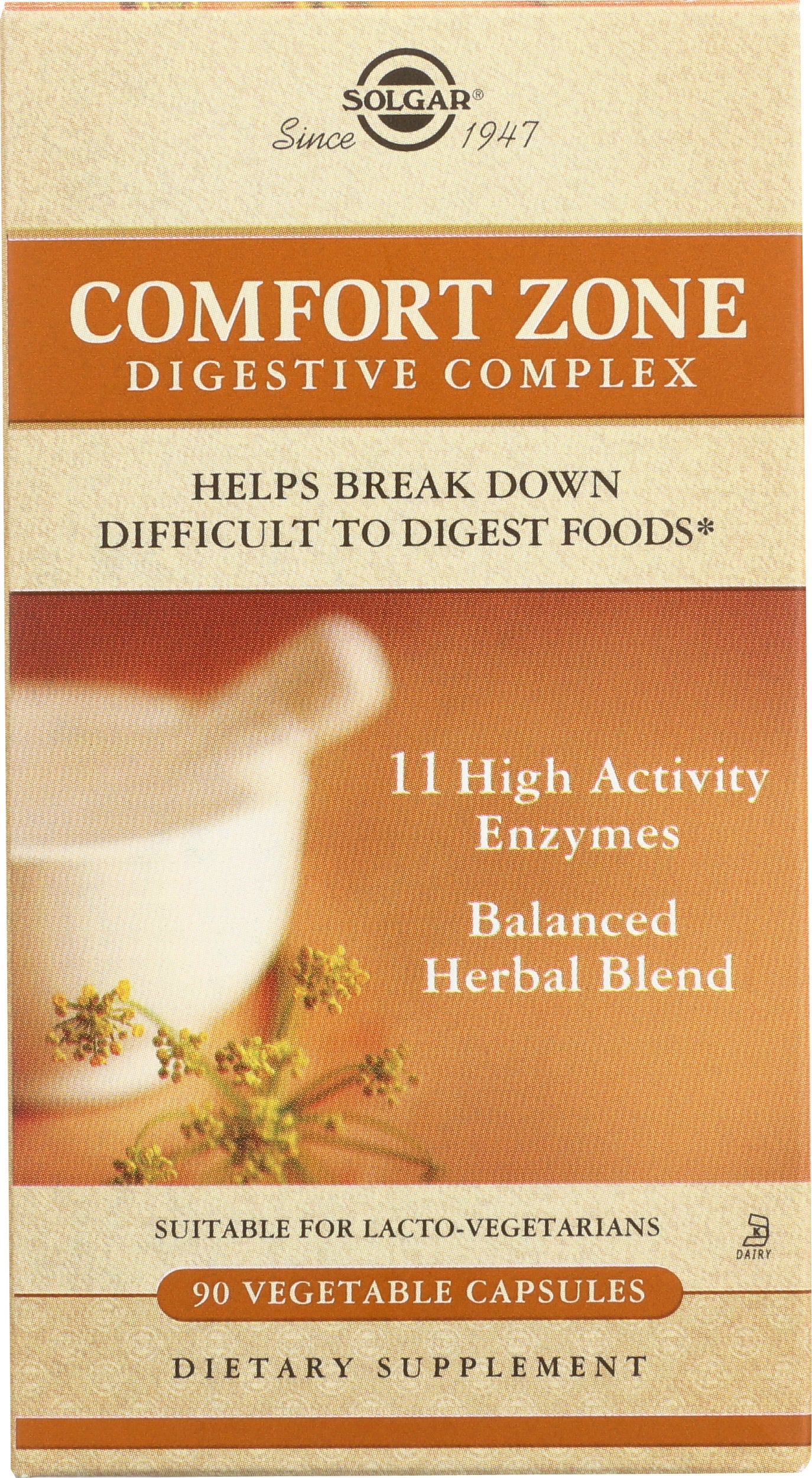 Solgar Comfort Zone Digestive Complex 90 Vegetable Capsules Front