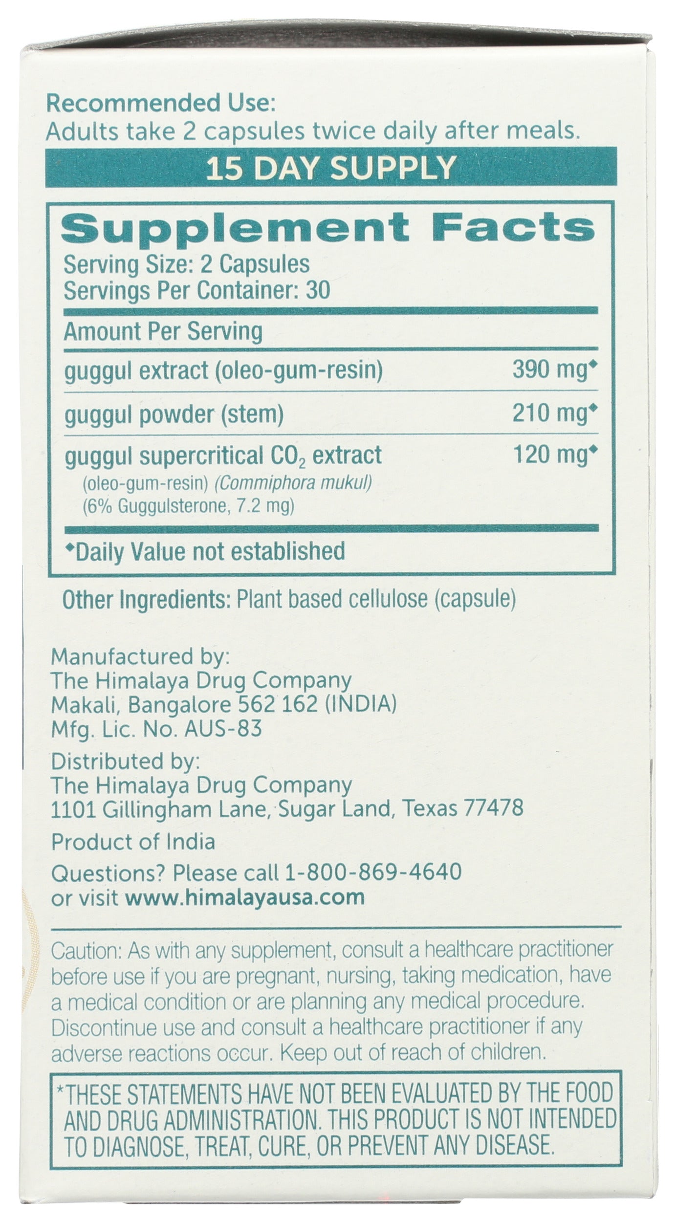 Himalaya Guggul 60 Vegetarian Capsules