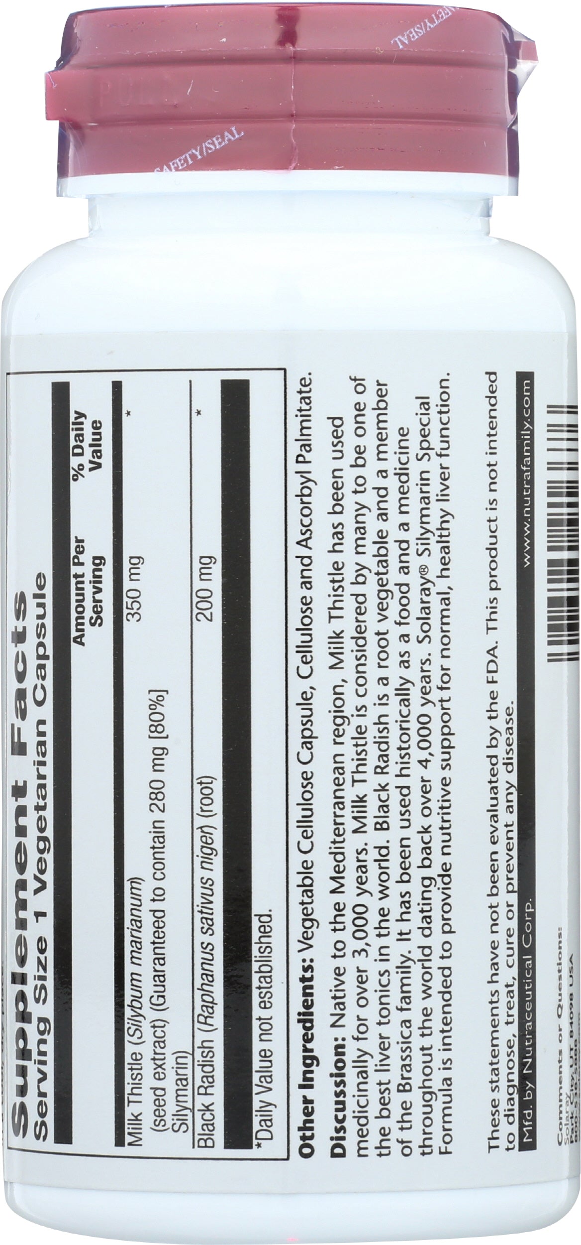 Solaray Advanced Formula Silymarin Liver Support 60 VegCaps Back
