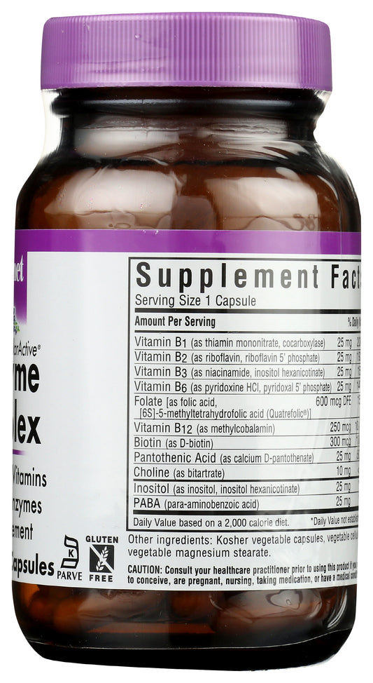Bluebonnet Coenzyme B-Complex 50 Vegetable Capsules Back of Bottle