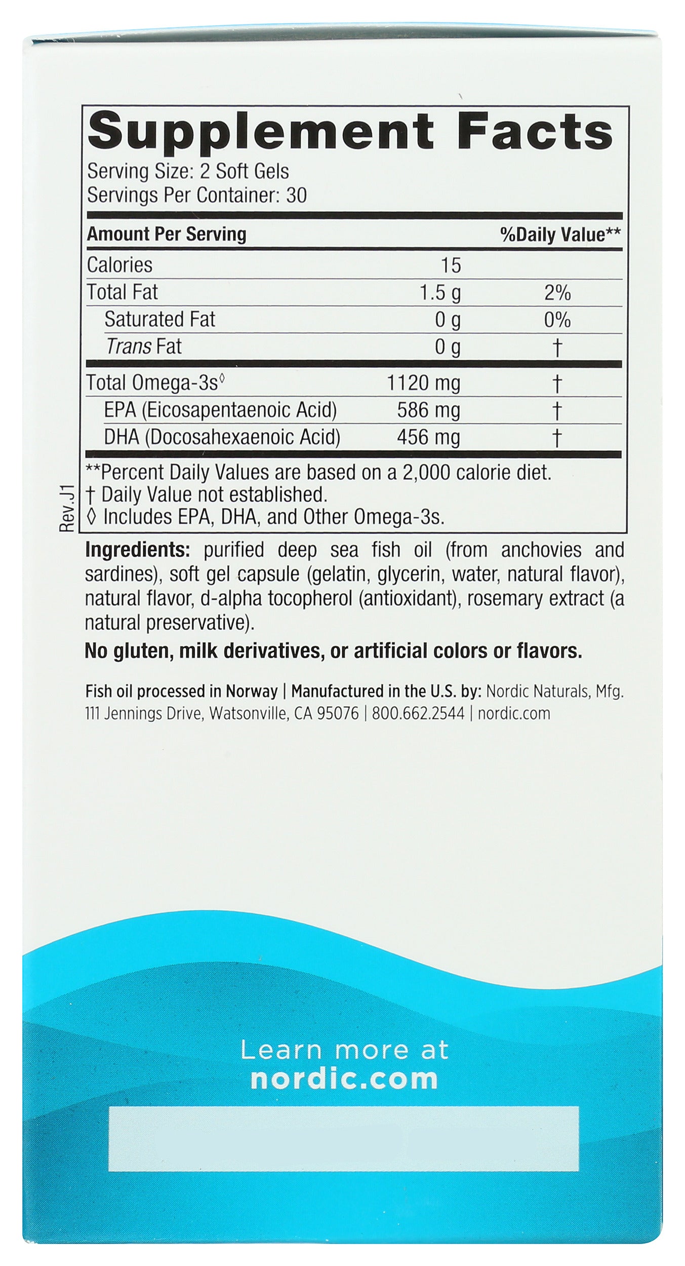 Nordic Naturals Ultimate Omega 2X 1120 mg Back of Box