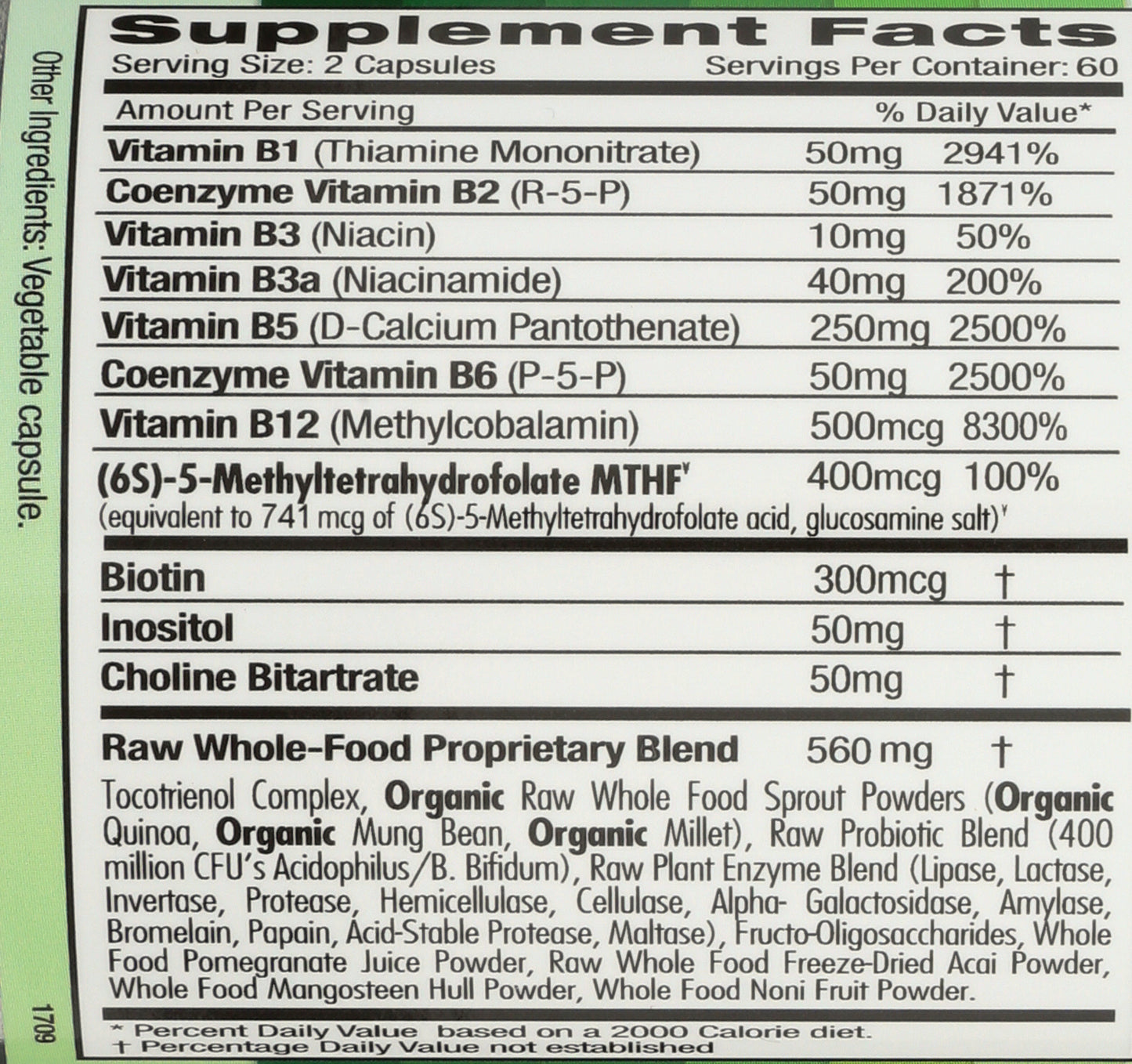 Emerald Labs Coenzymated B-Healthy 120 Vegetable Caps Back