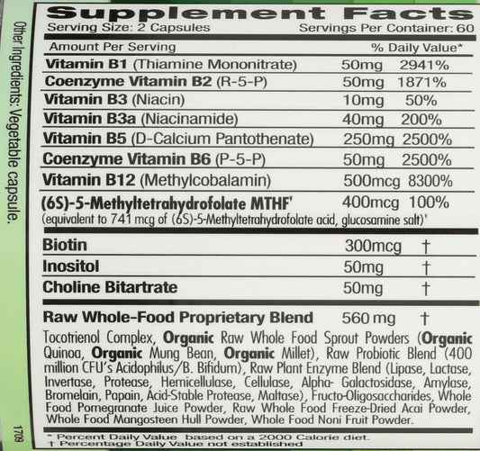 Emerald Labs Coenzymated B-Healthy 120 Vegetable Caps Back