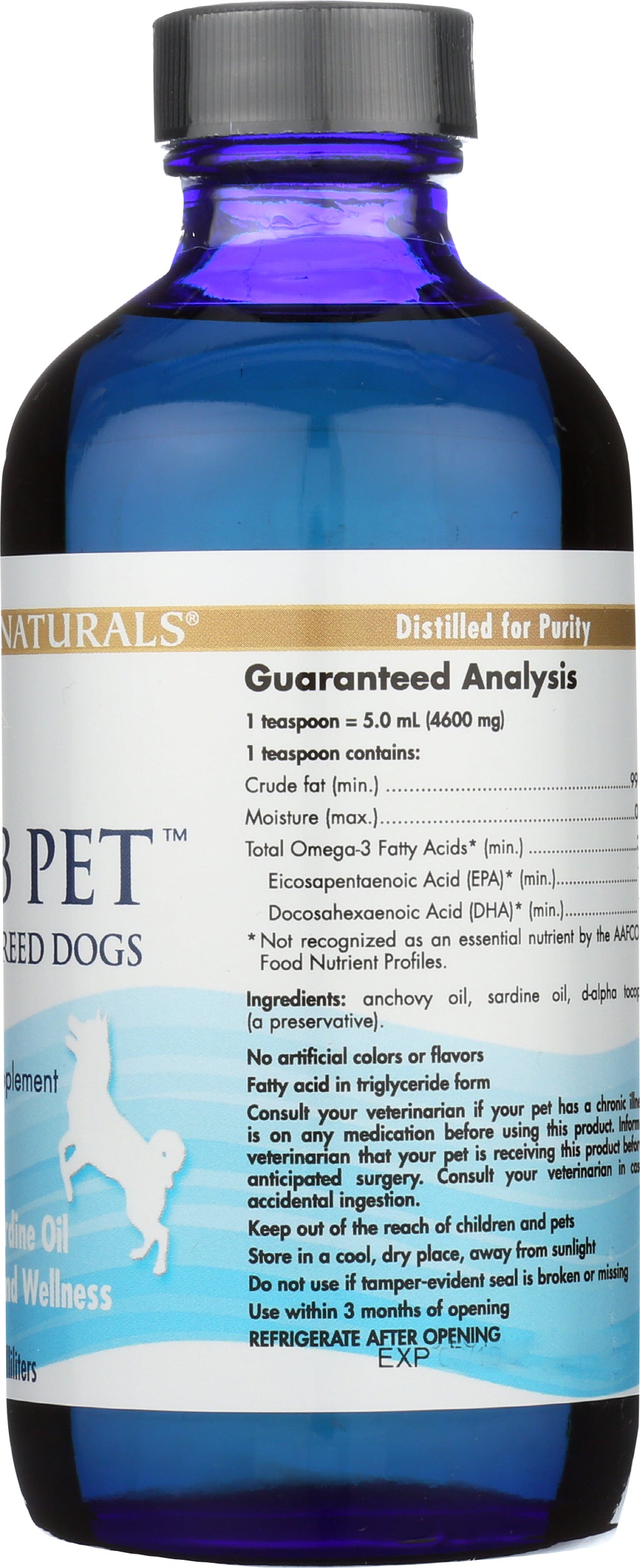 Nordic Naturals Omega-3 Pet 8 Fl. Oz. Back of Bottle