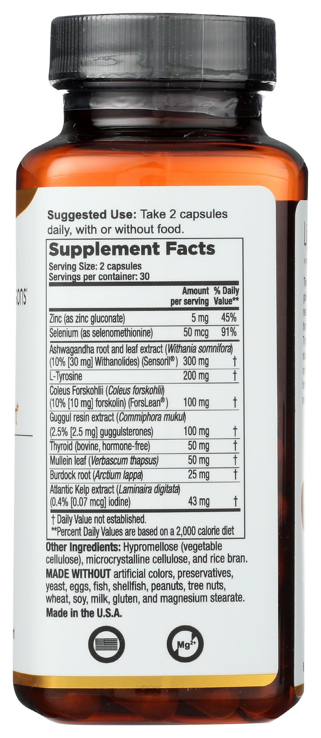LifeSeasons Thyro-T 60 Capsules Back of Bottle