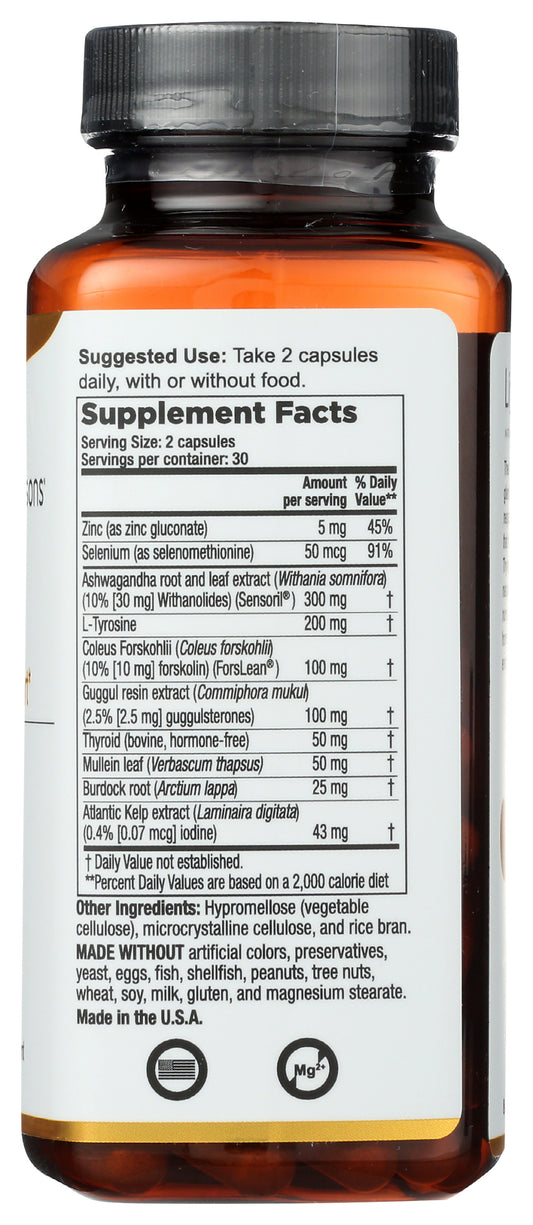 LifeSeasons Thyro-T 60 Capsules Back of Bottle