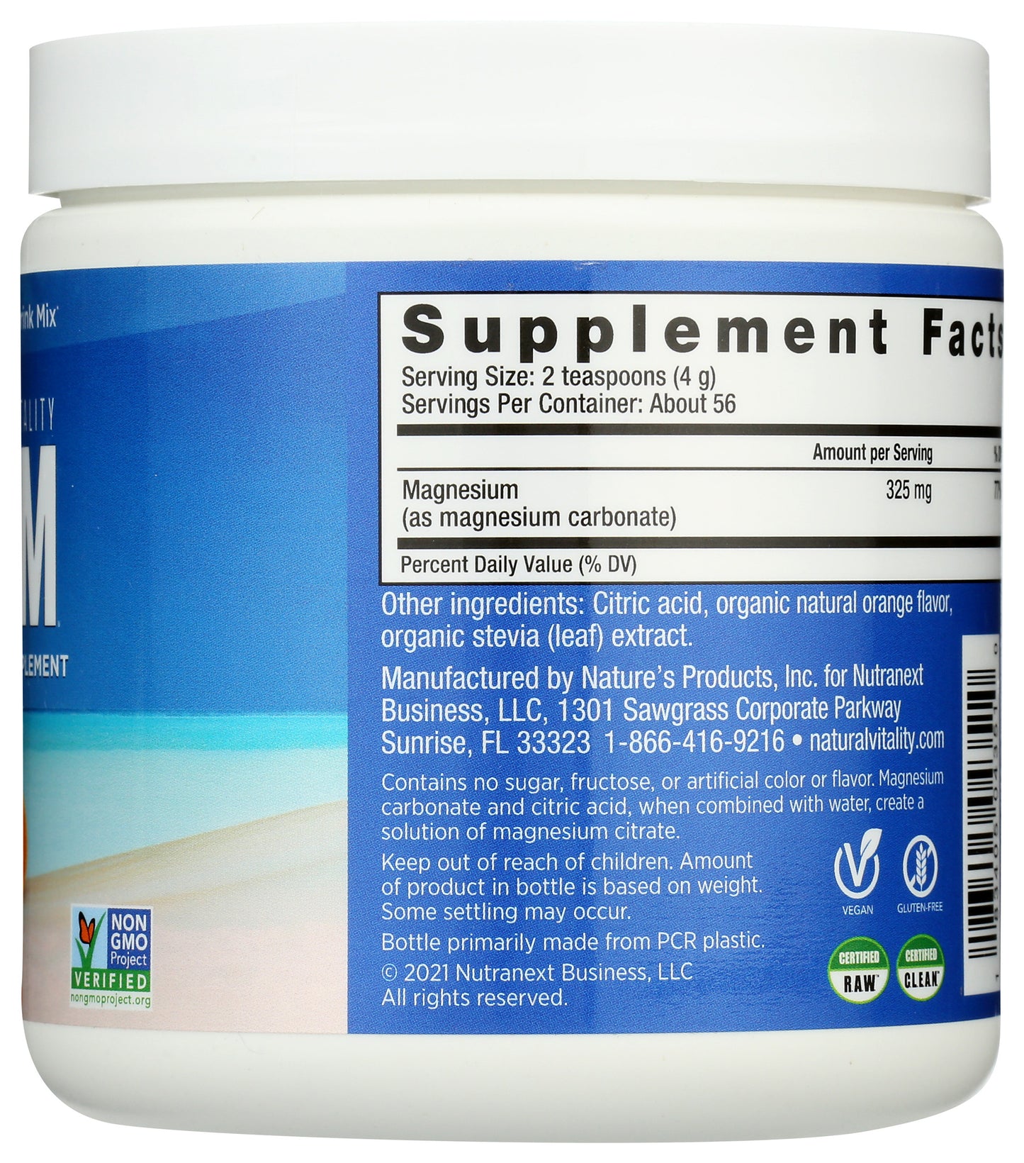 Natural Vitality Calm Magnesium Supplement Orange Flavor 8oz