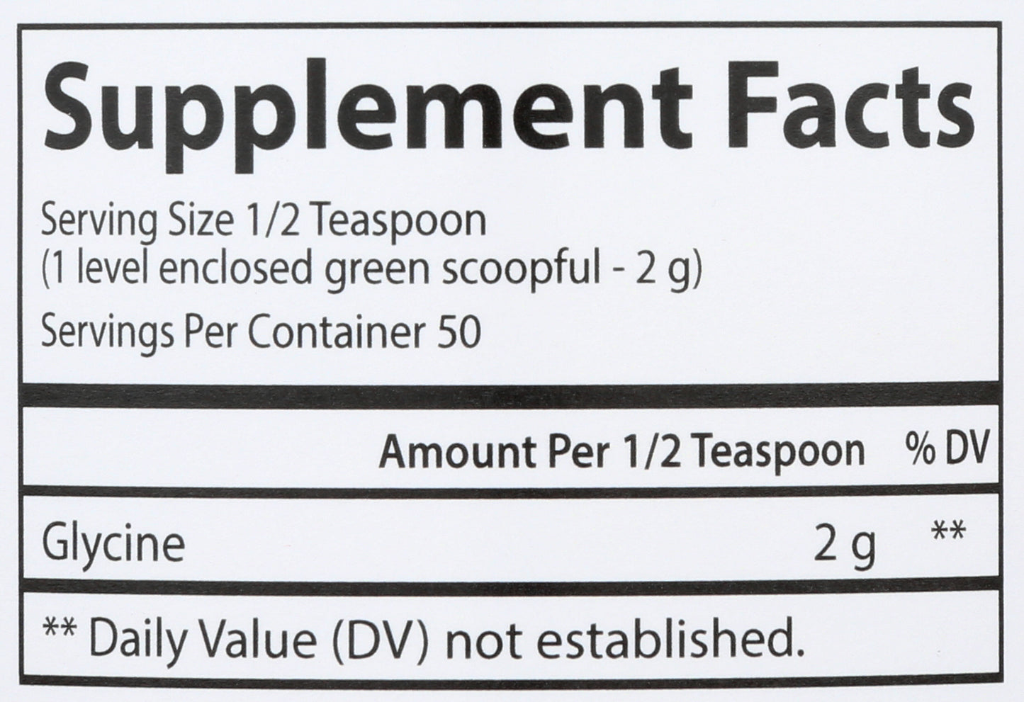 Carlson Glycine Powder 3.53 Oz. Back