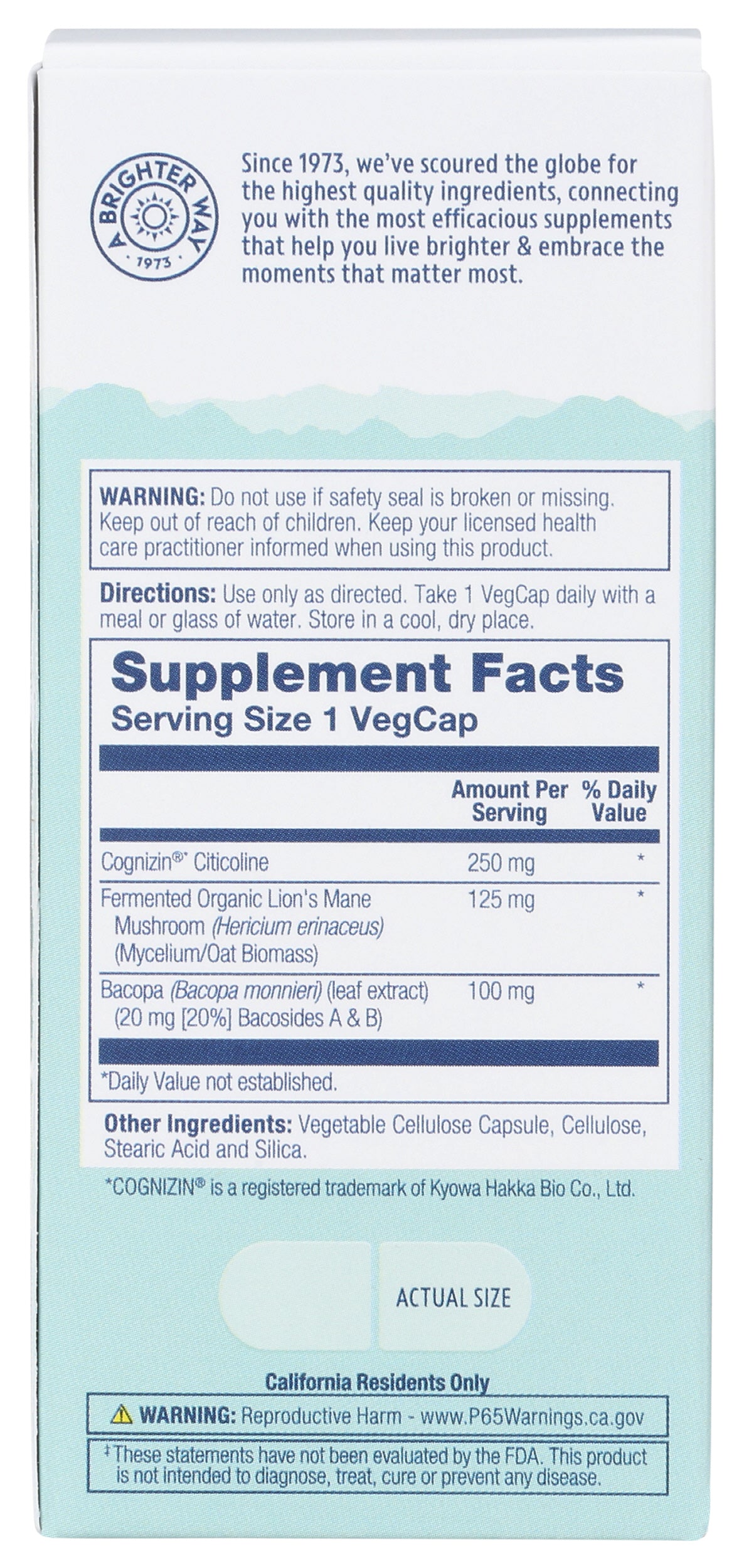 Solaray SharpMind Focus 30 VegCaps Back of Box