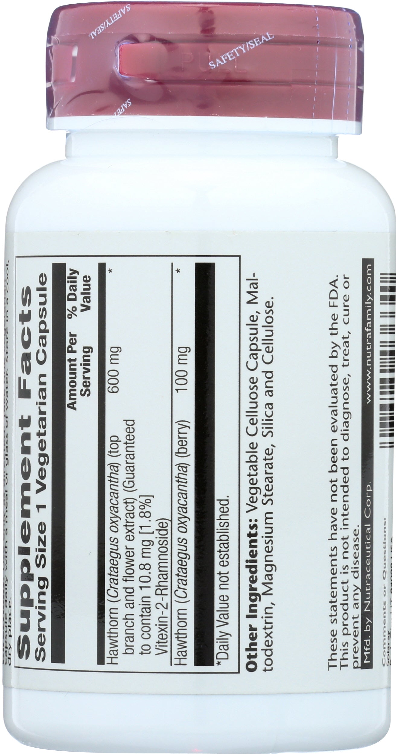 Solaray Hawthorn Aerial Extract 600 mg 30 VegCaps Back