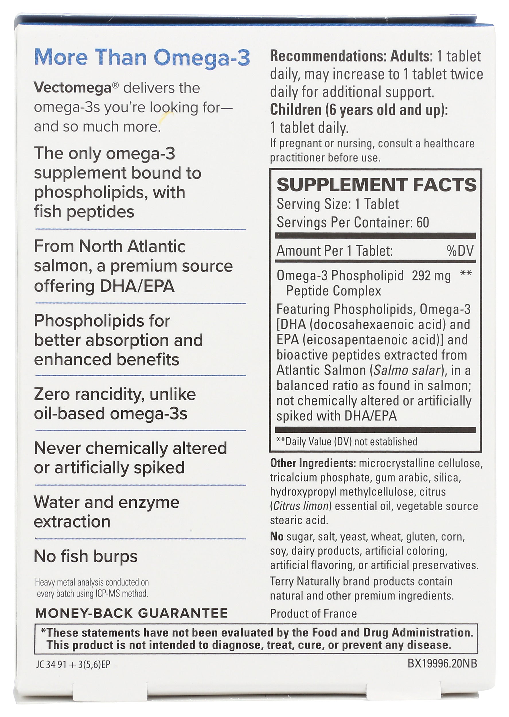 Terry Naturally Vectomega Salmon Omega-3 EPA/DHA 60 Tablets