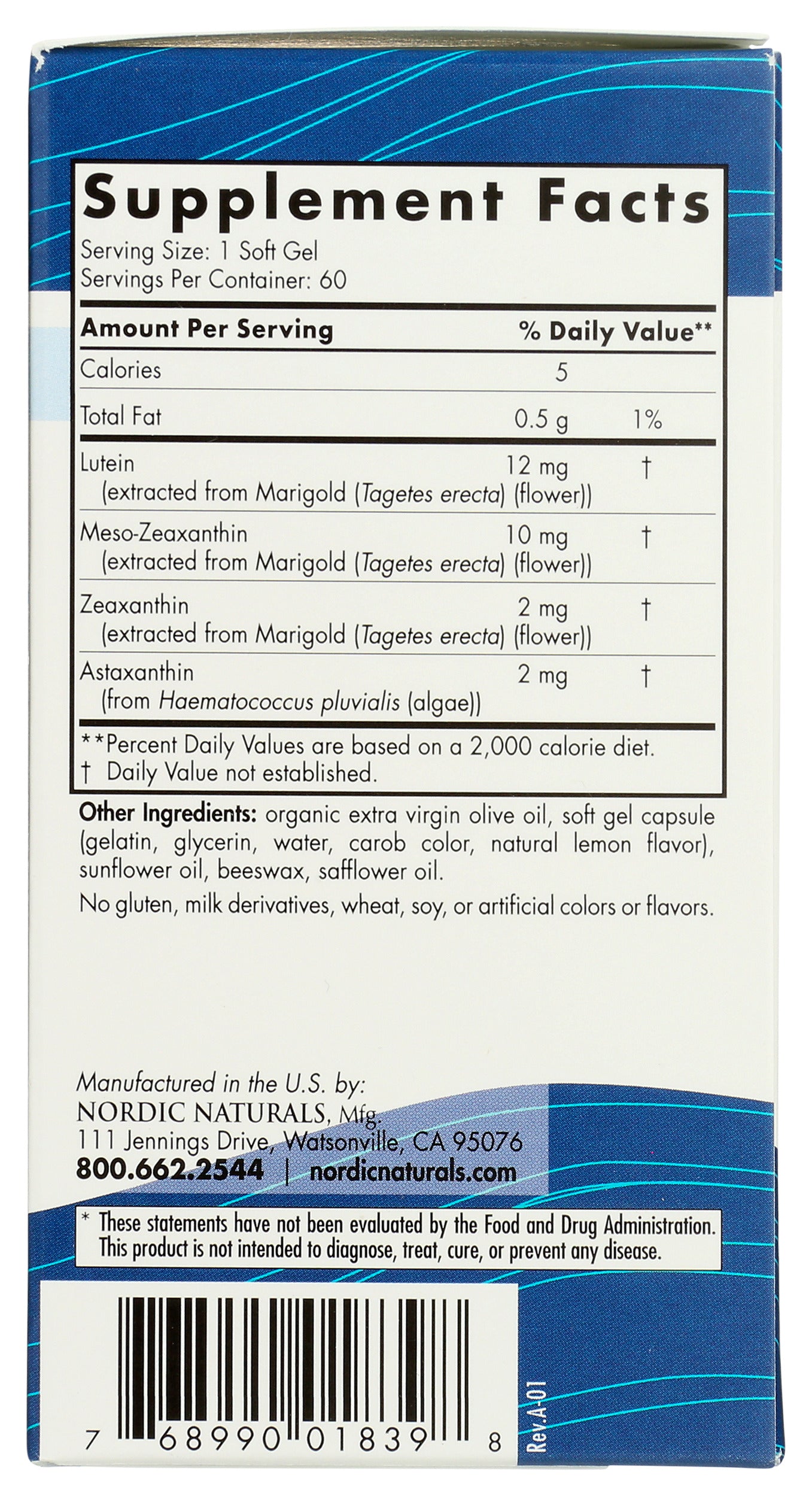 Nordic Naturals Blue Light Eye Defense 60 Soft Gels Back