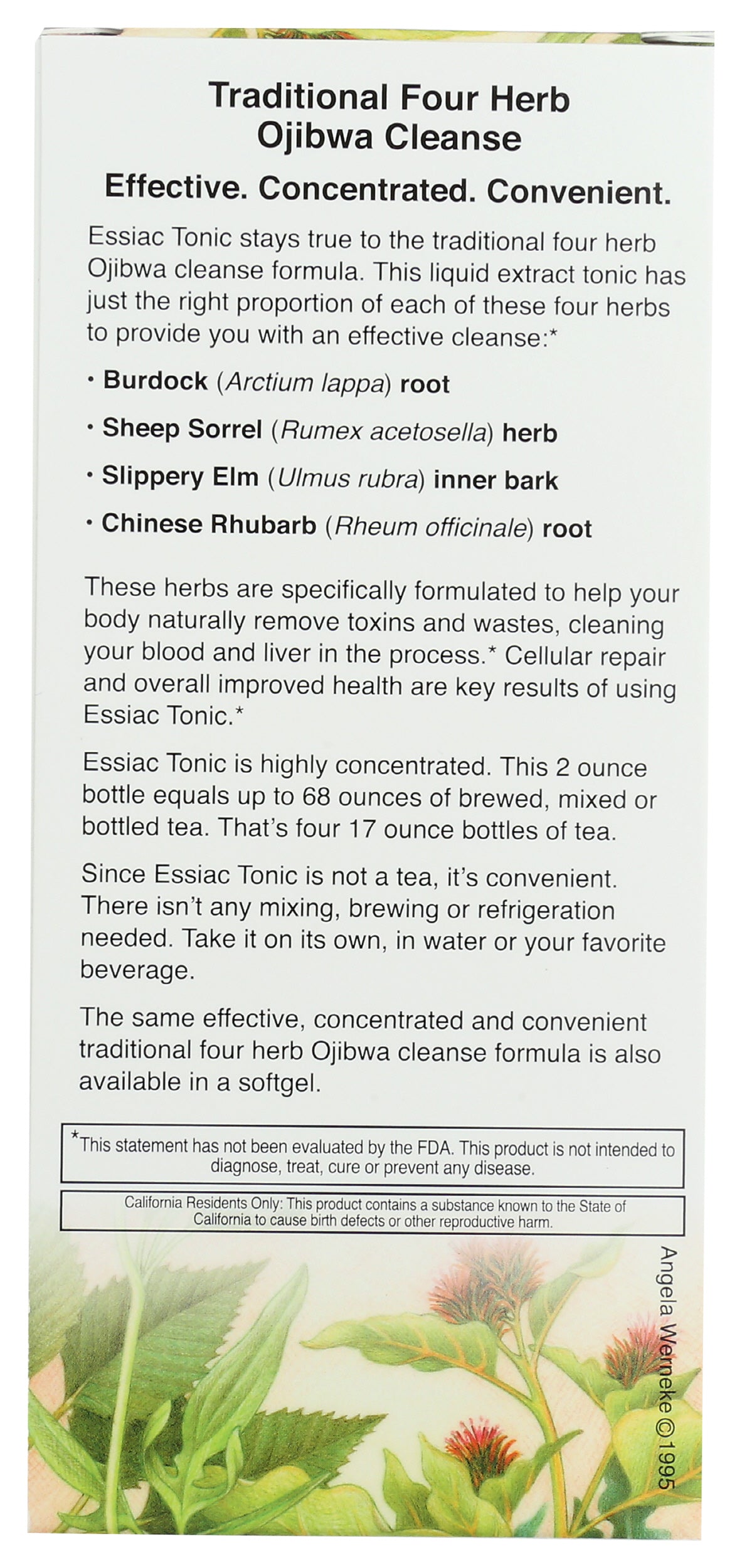 Herbs Etc. Essiac Tonic 2 Fl. Oz. Back of Box