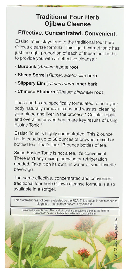 Herbs Etc. Essiac Tonic 2 Fl. Oz. Back of Box
