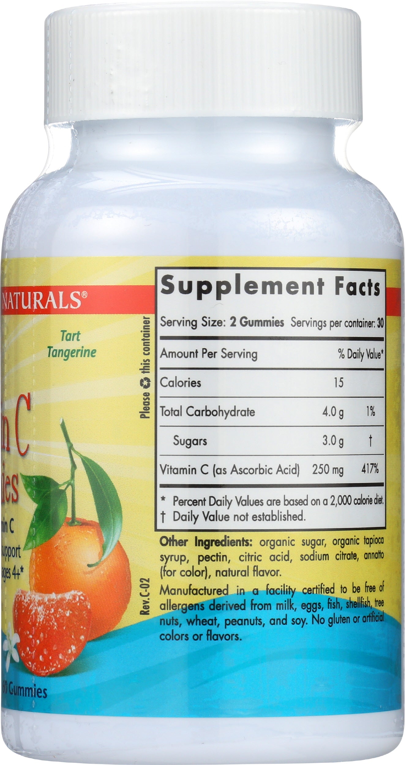 Nordic Naturals Vitamin C 250mg 60 Gummies Back of Bottle