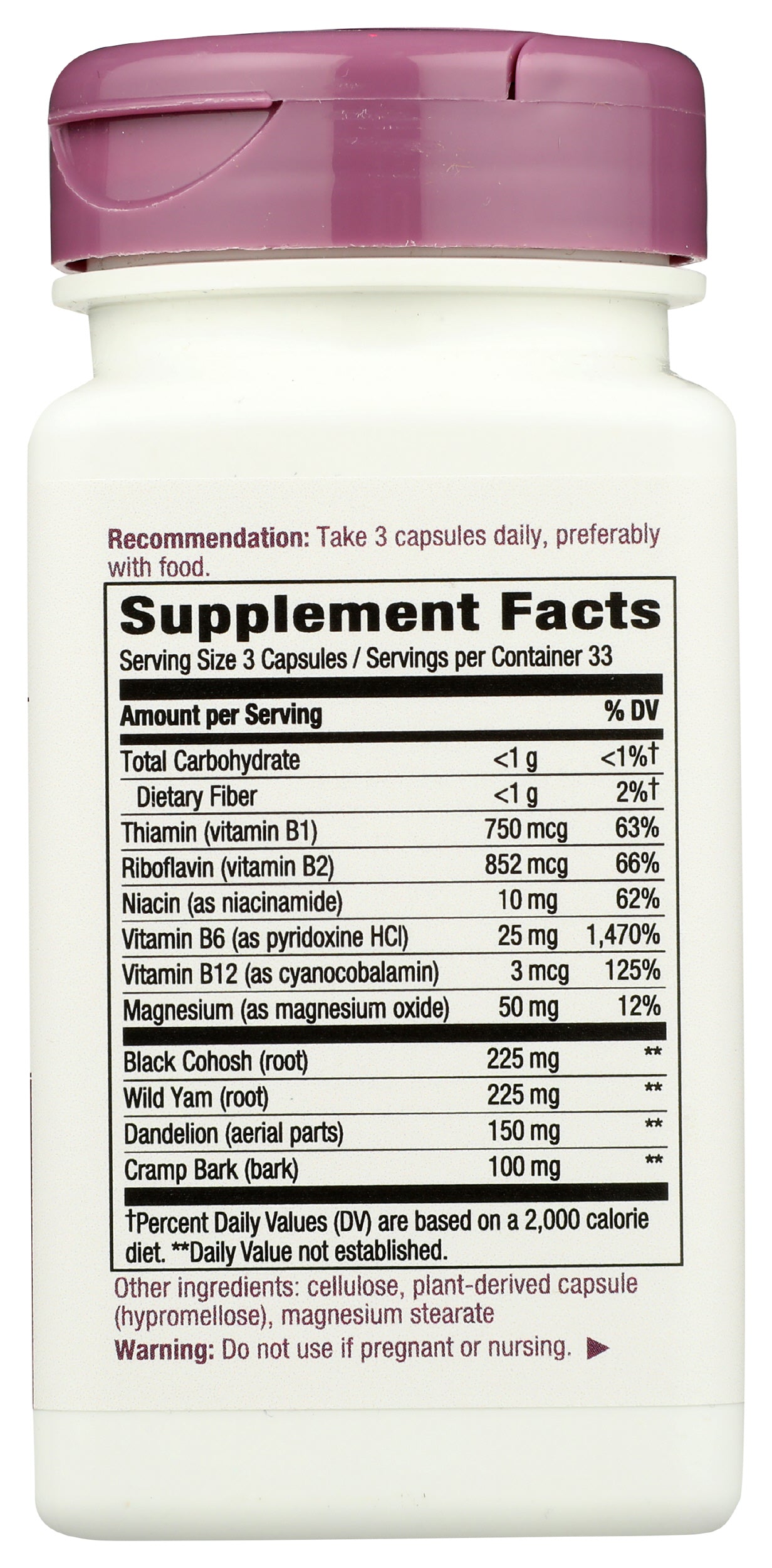 Nature's Way PMS 100 Vegan Capsules Back
