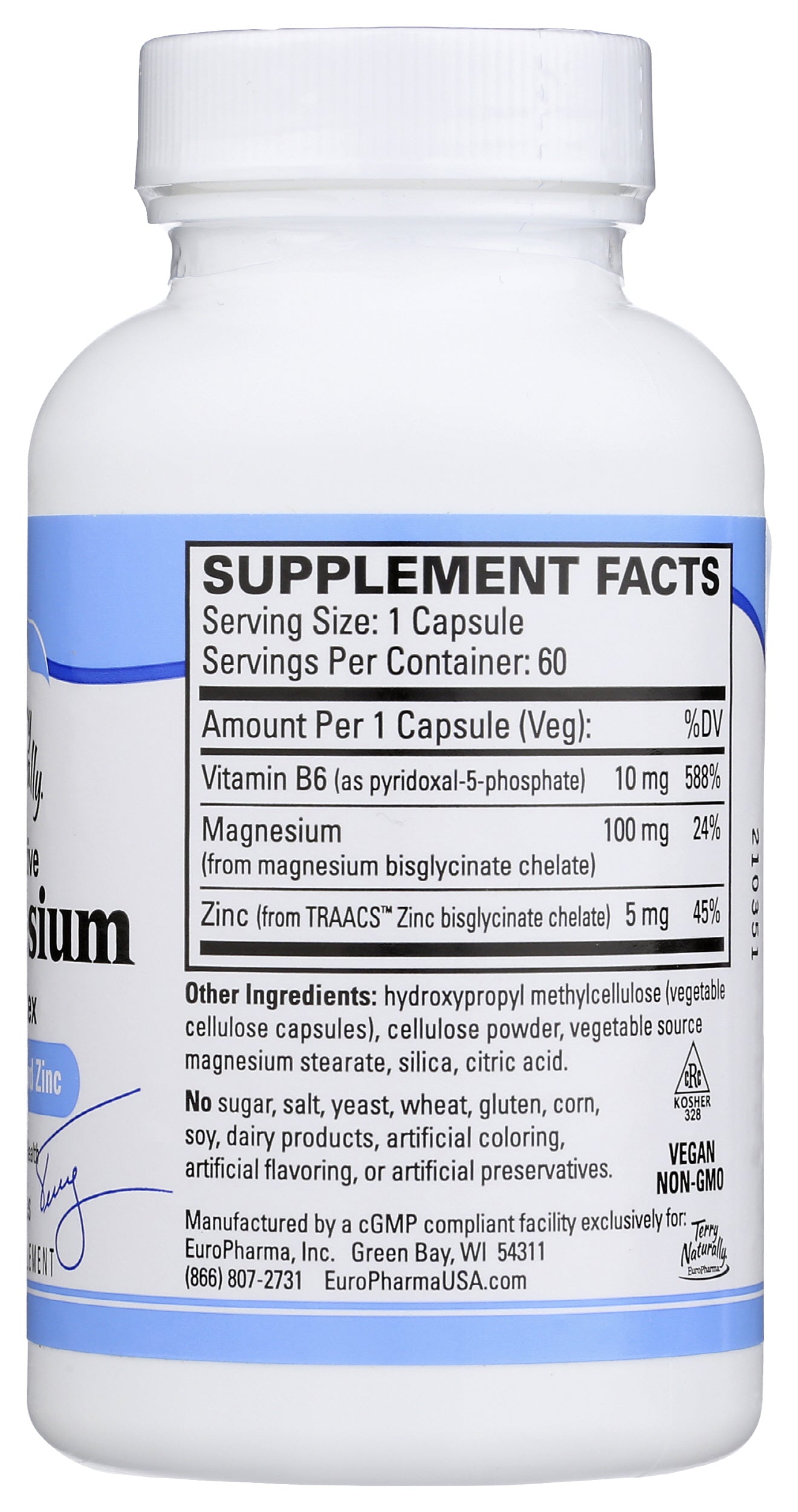 Terry Naturally BioActive Magnesium Complex w/ P-5-P and Zinc 60 Capsules