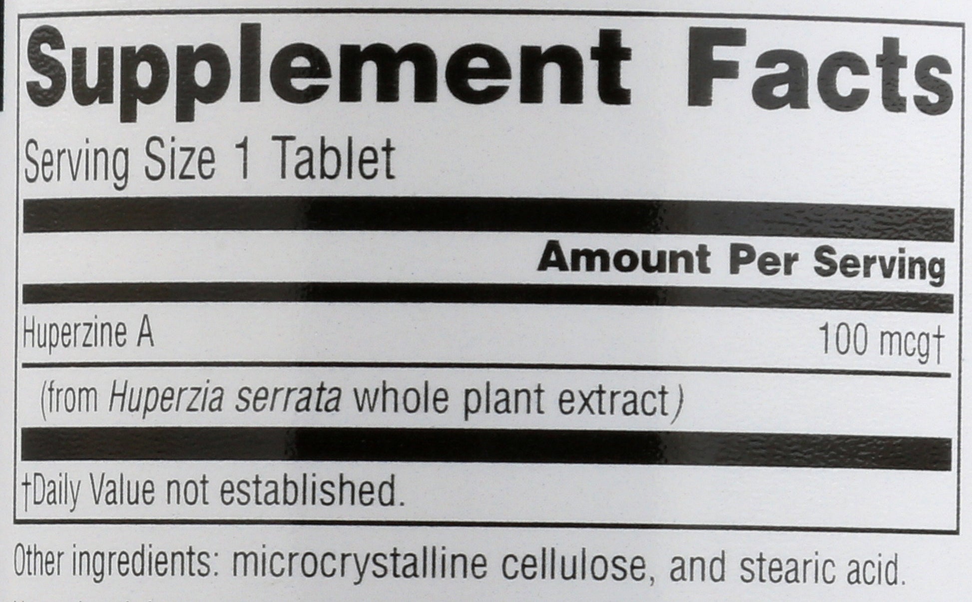 Source Naturals Huperzine A 100mcg 120 Tablets Back of Bottle