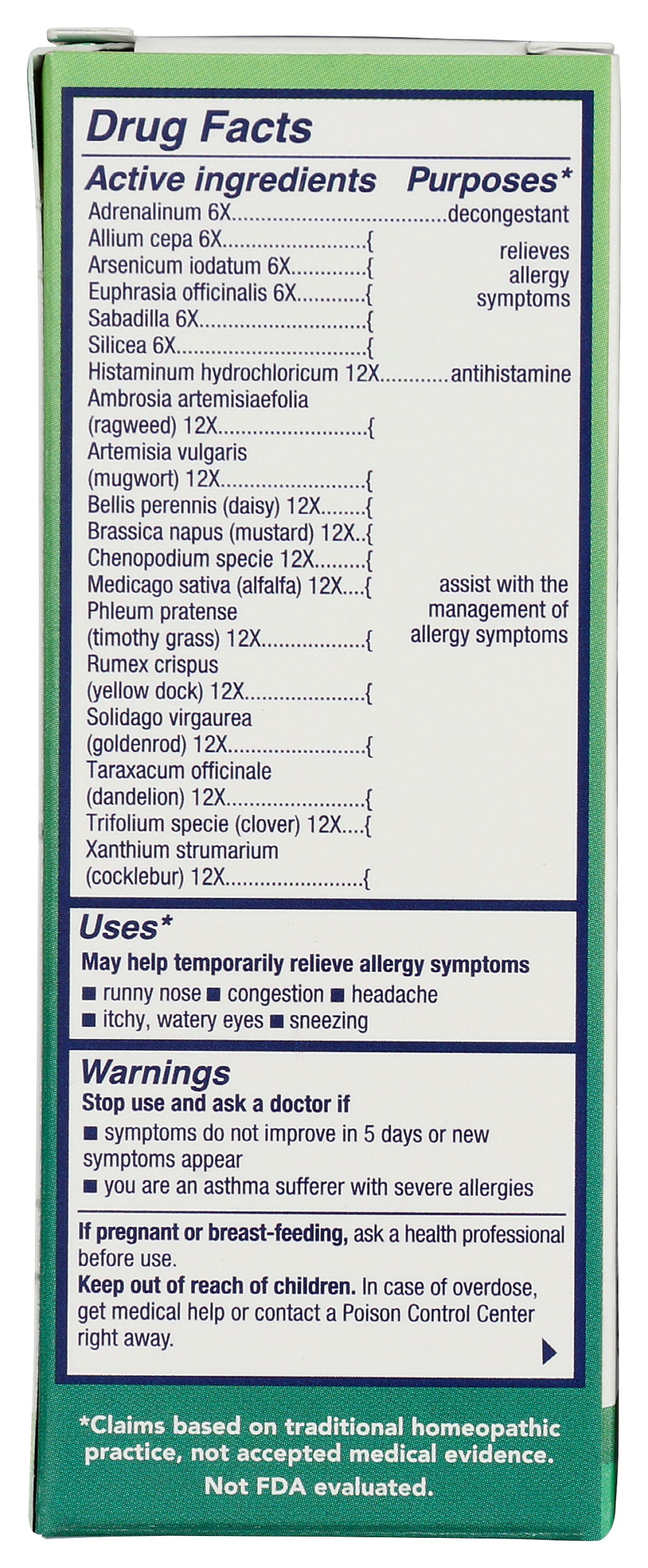 bioAllers Pollen Hayfever 1 fl oz Back