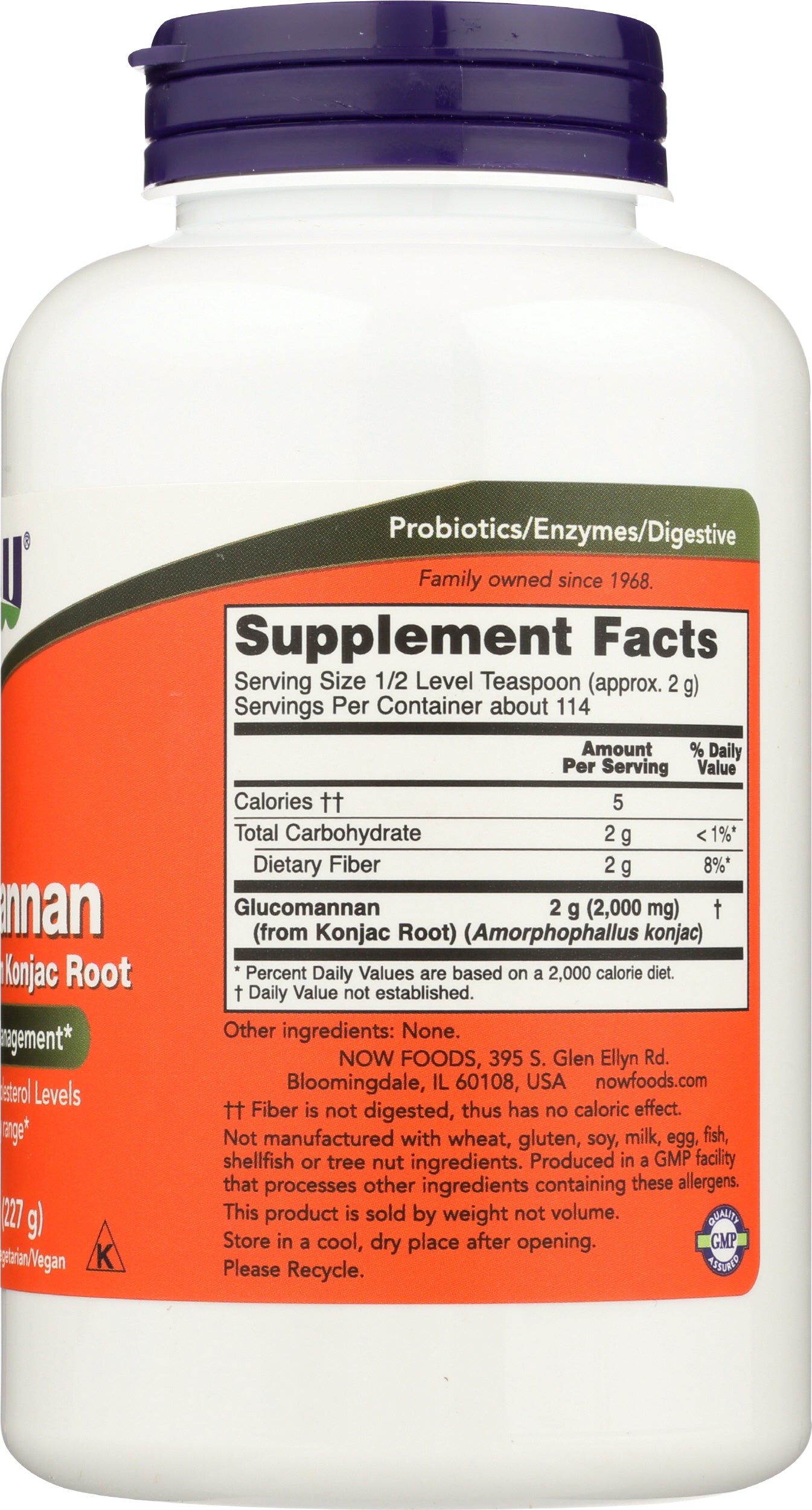 NOW Glucomannan Powder 8 oz Back