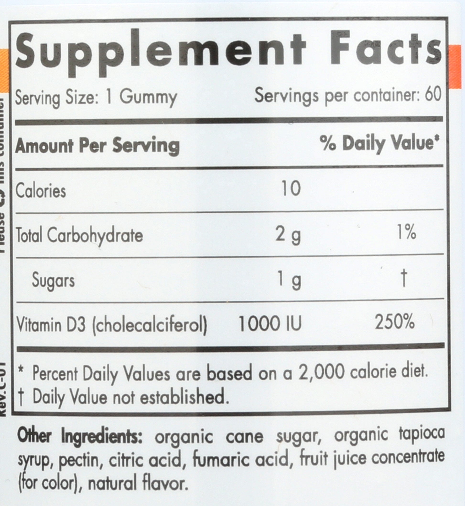 Nordic Naturals Vitamin D3 60 Gummies Back of Bottle