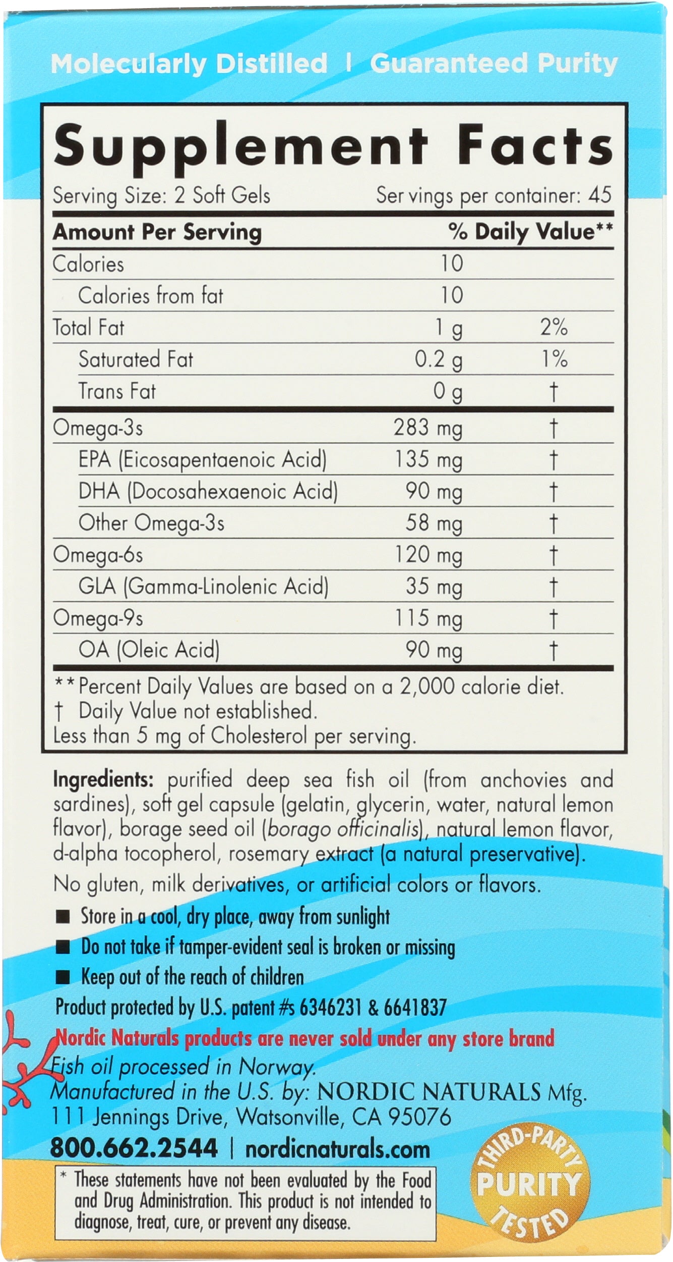 Nordic Naturals Complete Omega Junior 283 mg Omega-3 90 Mini Soft Gels Back