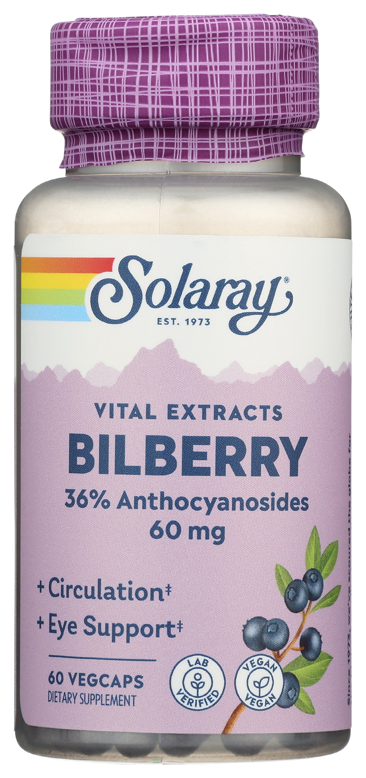 Solaray Vital Extracts Bilberry 60 mg 60 VegCaps Front