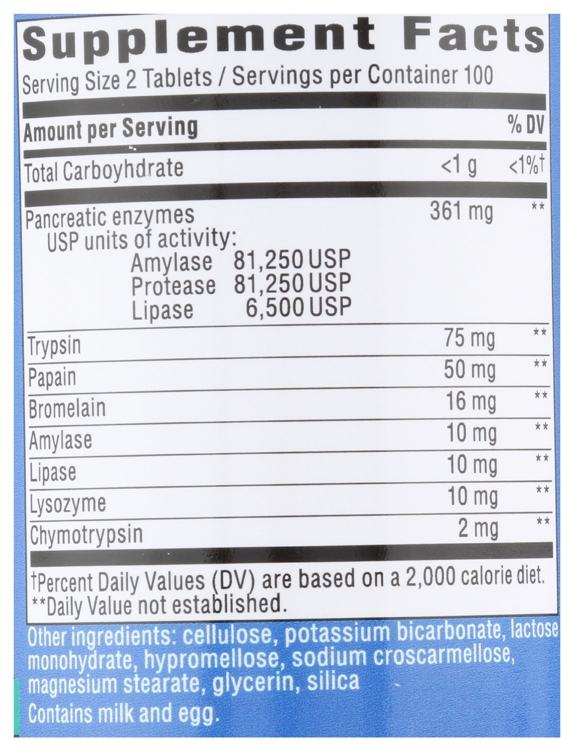 Nature's Way Mega-Zyme 200 Tablets Back
