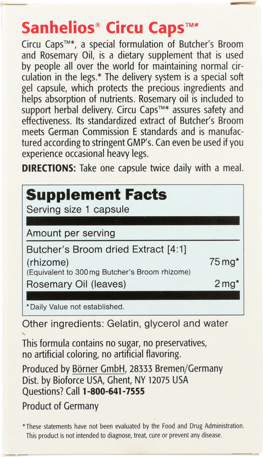 Sanhelios Elements Circu Caps Butcher's Broom 48 Soft Gel Capsules Back