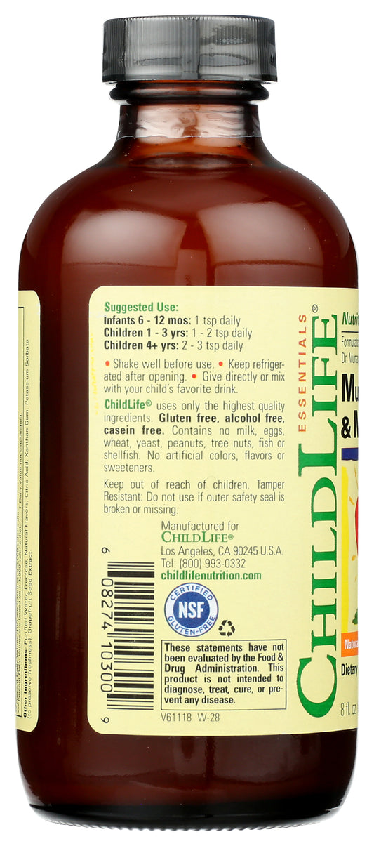 ChildLife Multi Vitamin & Mineral 8 fl. oz. Back