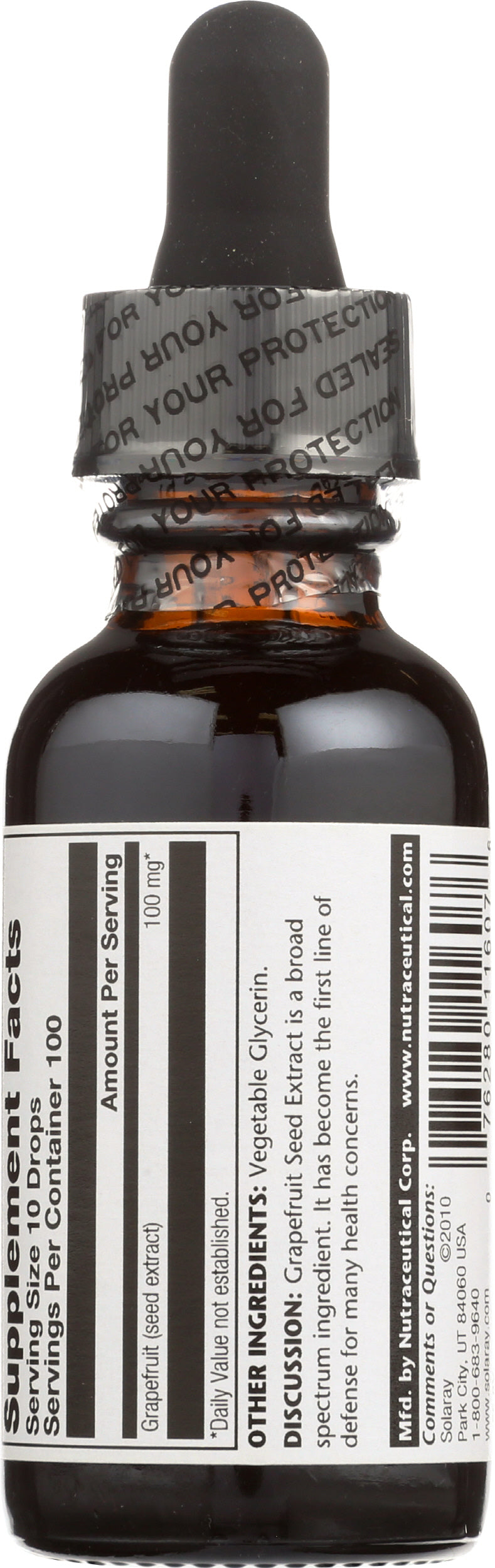 Solaray Grapefruit Seed Extract 100 mg 1 fl. oz. Back