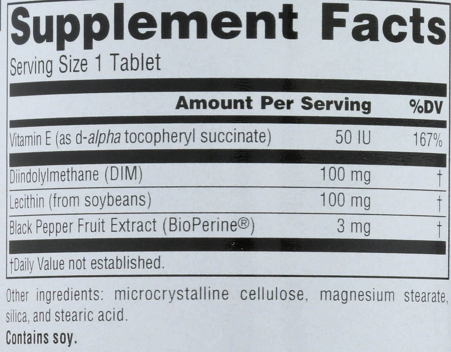 Source Naturals DIM 100mg 60 Tablets Back