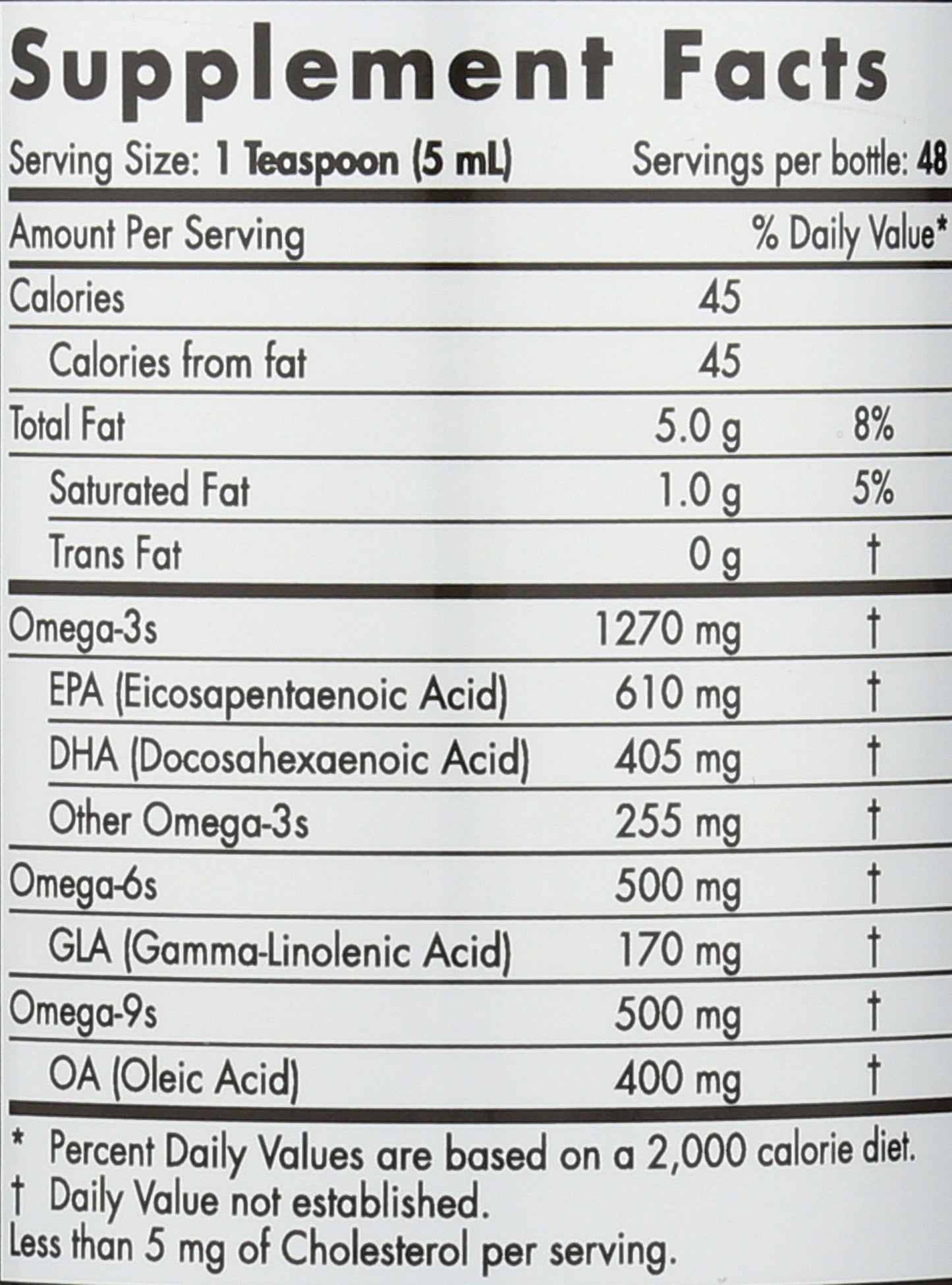 Nordic Naturals Complete Omega 1270 mg + 170 mg GLA 8 fl oz Back of Bottle