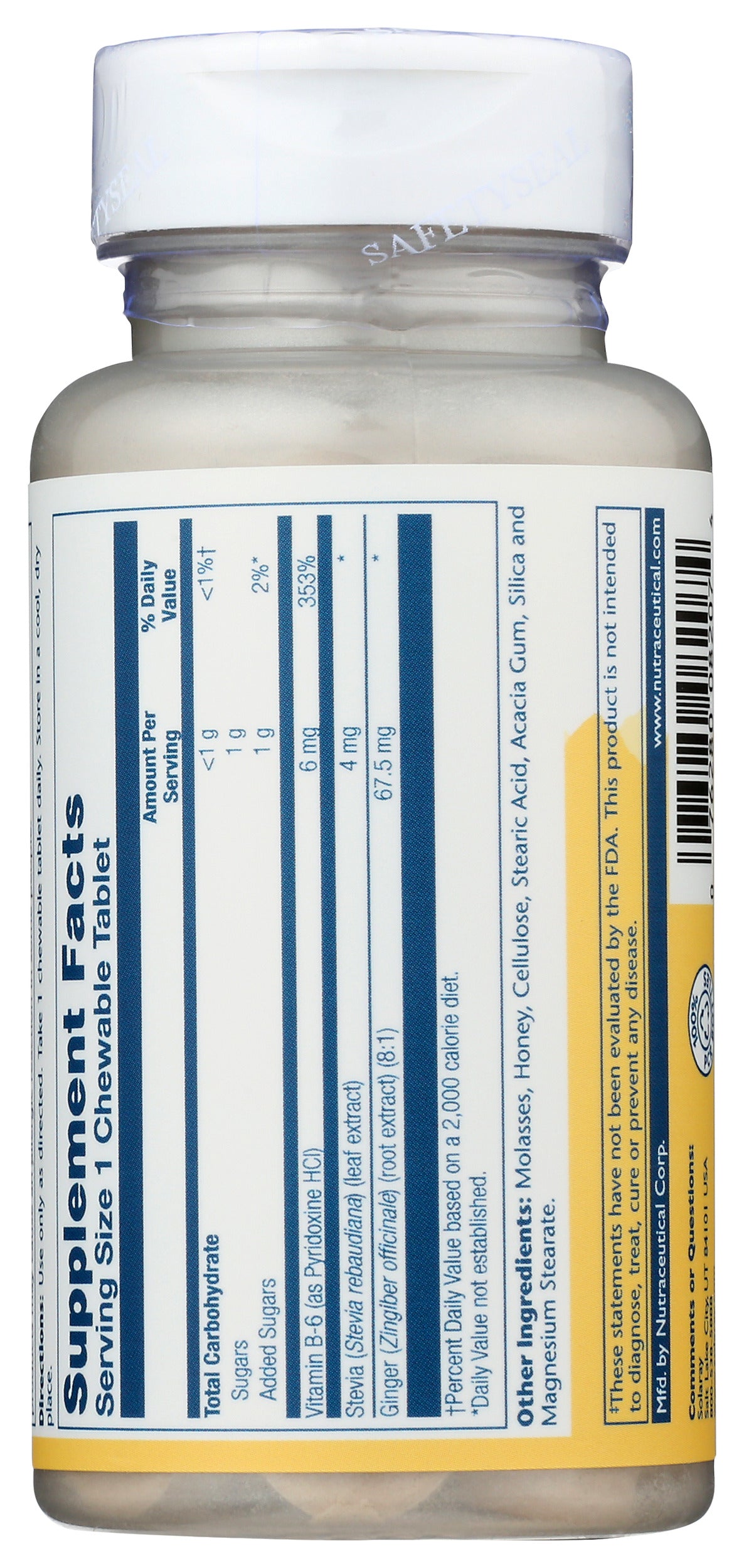 Solaray Ginger Trips 60 Chewables Back