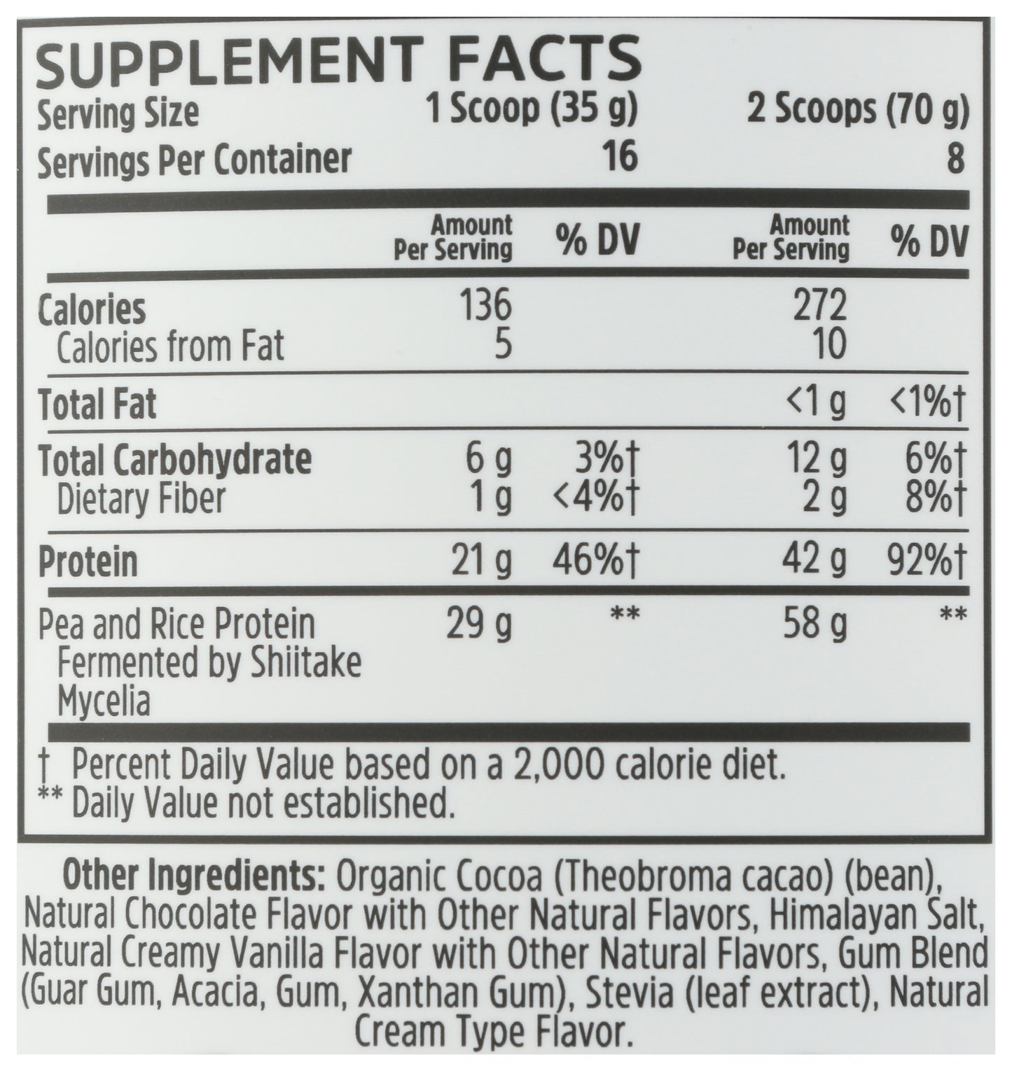Zhou Plant Complete Vegan Protein Powder 19.9oz Back of Bottle
