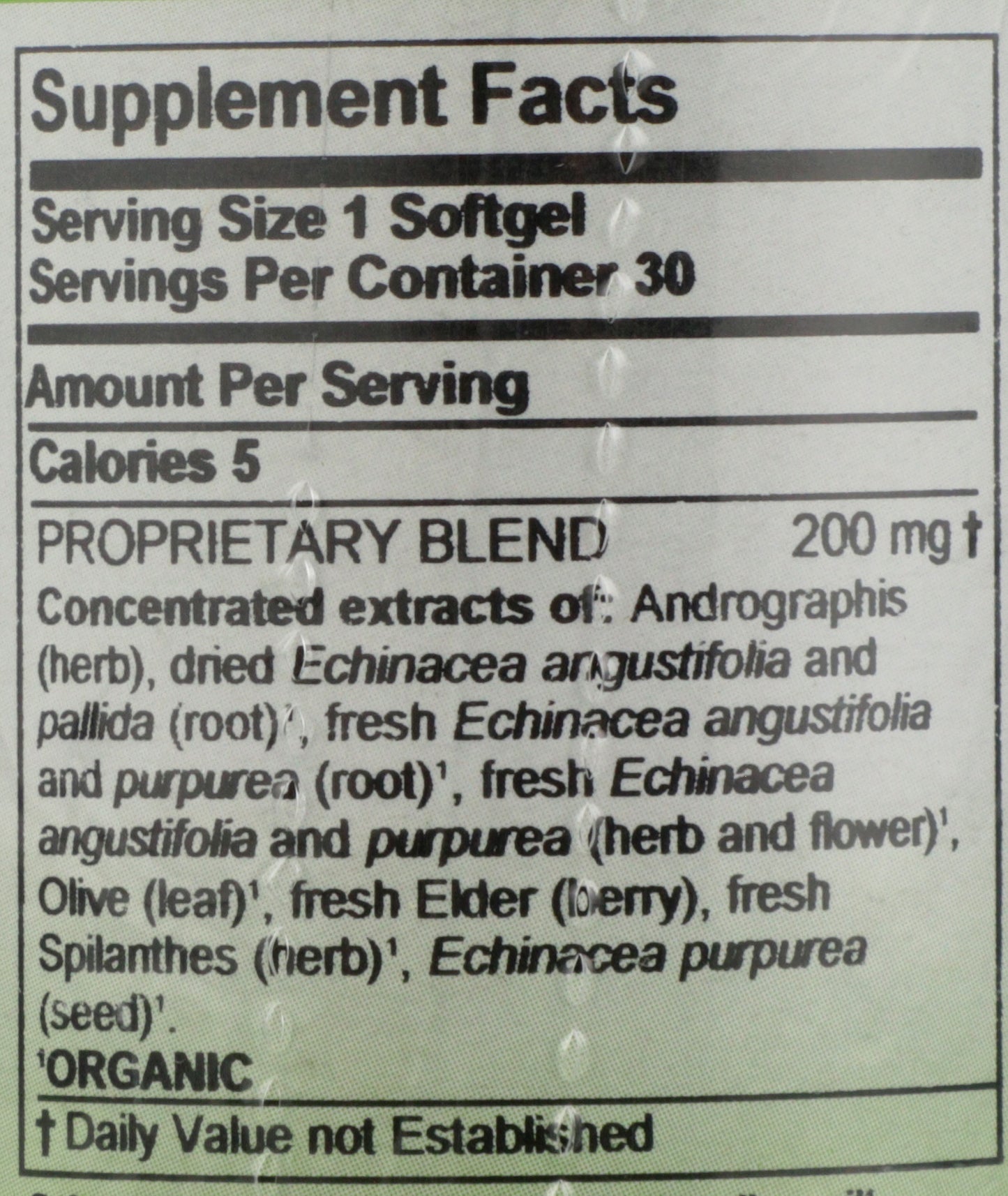 Herbs Etc. Immune Alert 30 Softgels Back of Bottle