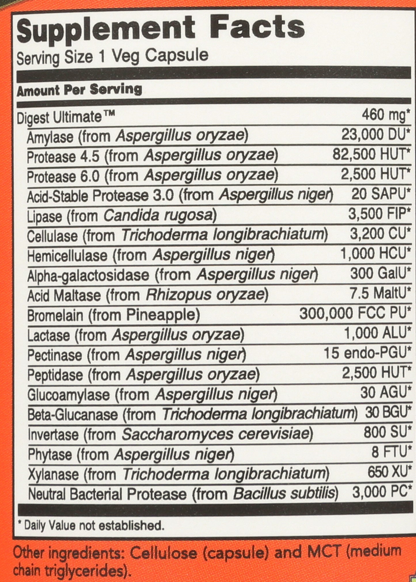 NOW Digest Ultimate 60 Veg Capsules Back