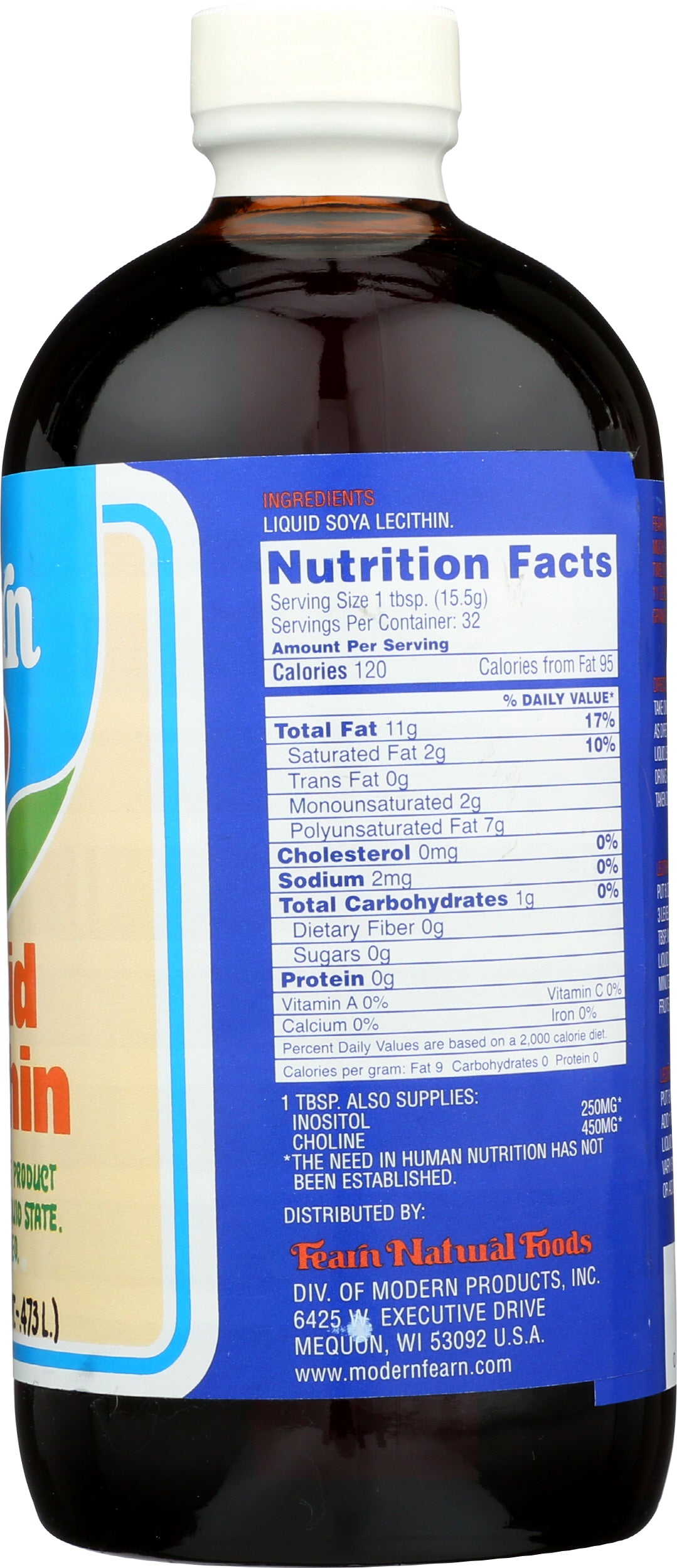 Fearn Liquid Lecithin 16 fl. oz. Back