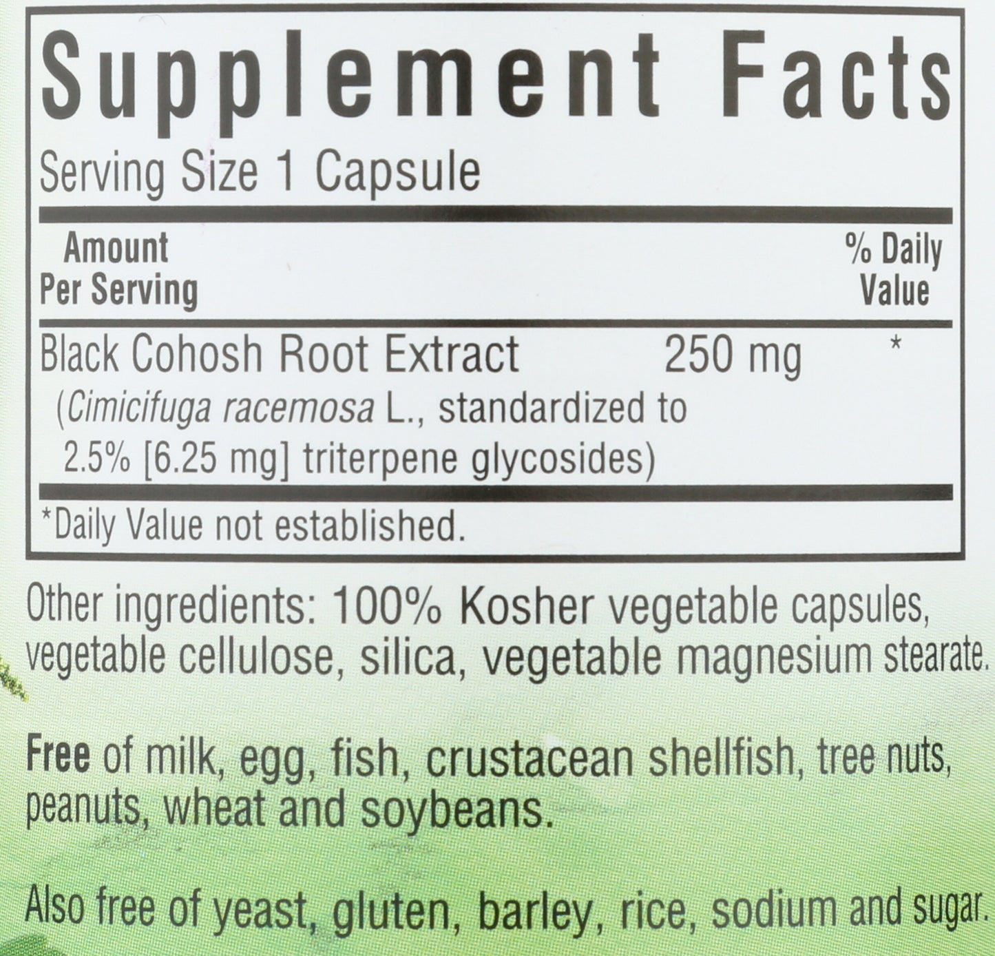 Bluebonnet Black Cohosh 60 Vegetable Capsules Back