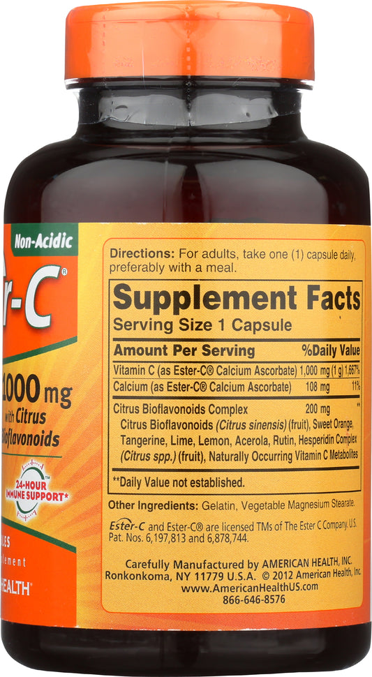 American Health Ester-C 1000mg 90 Capsules Back of Bottle