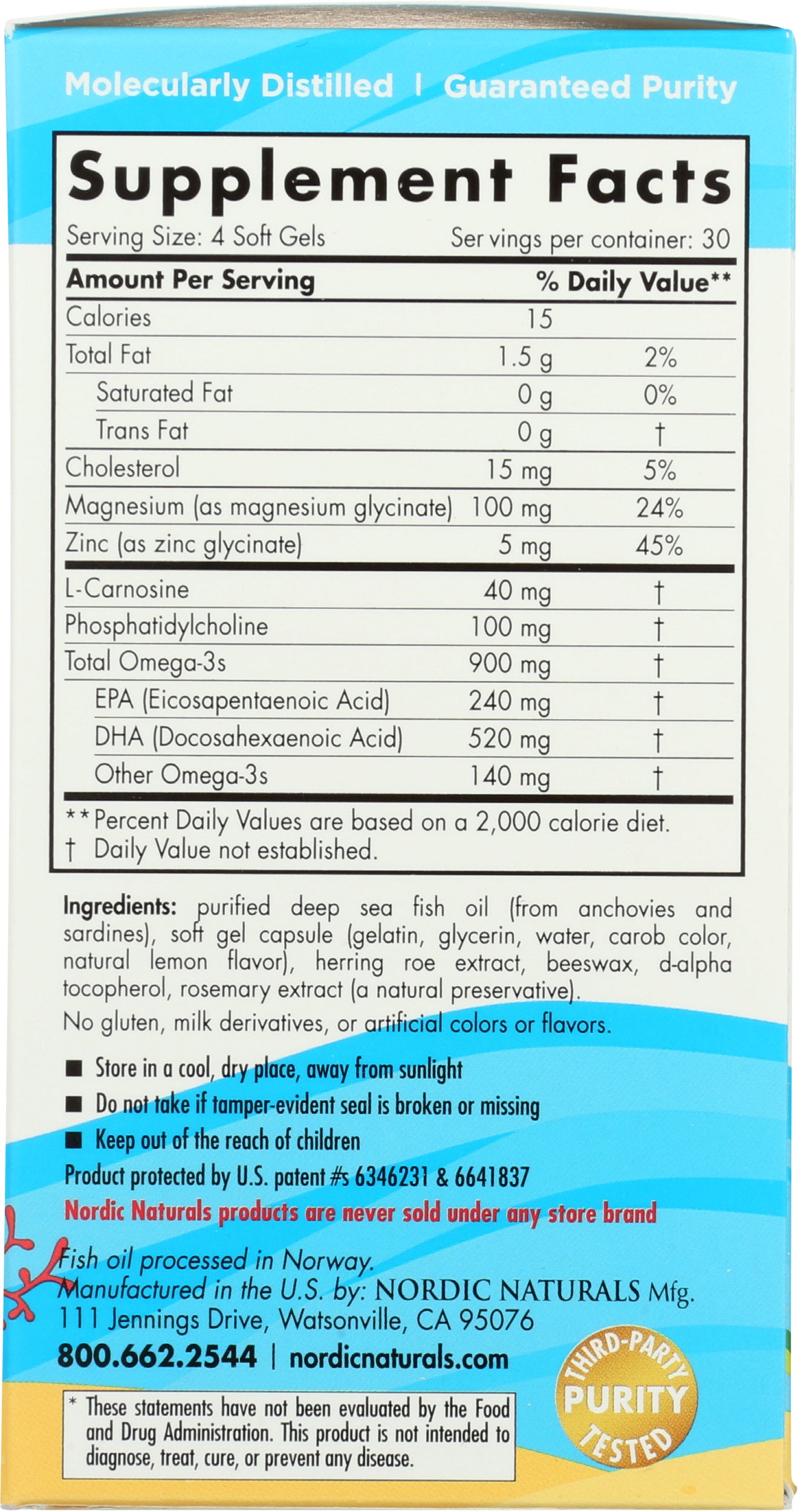 Nordic Naturals Omega Focus Junior 120 Mini Soft Gels Back