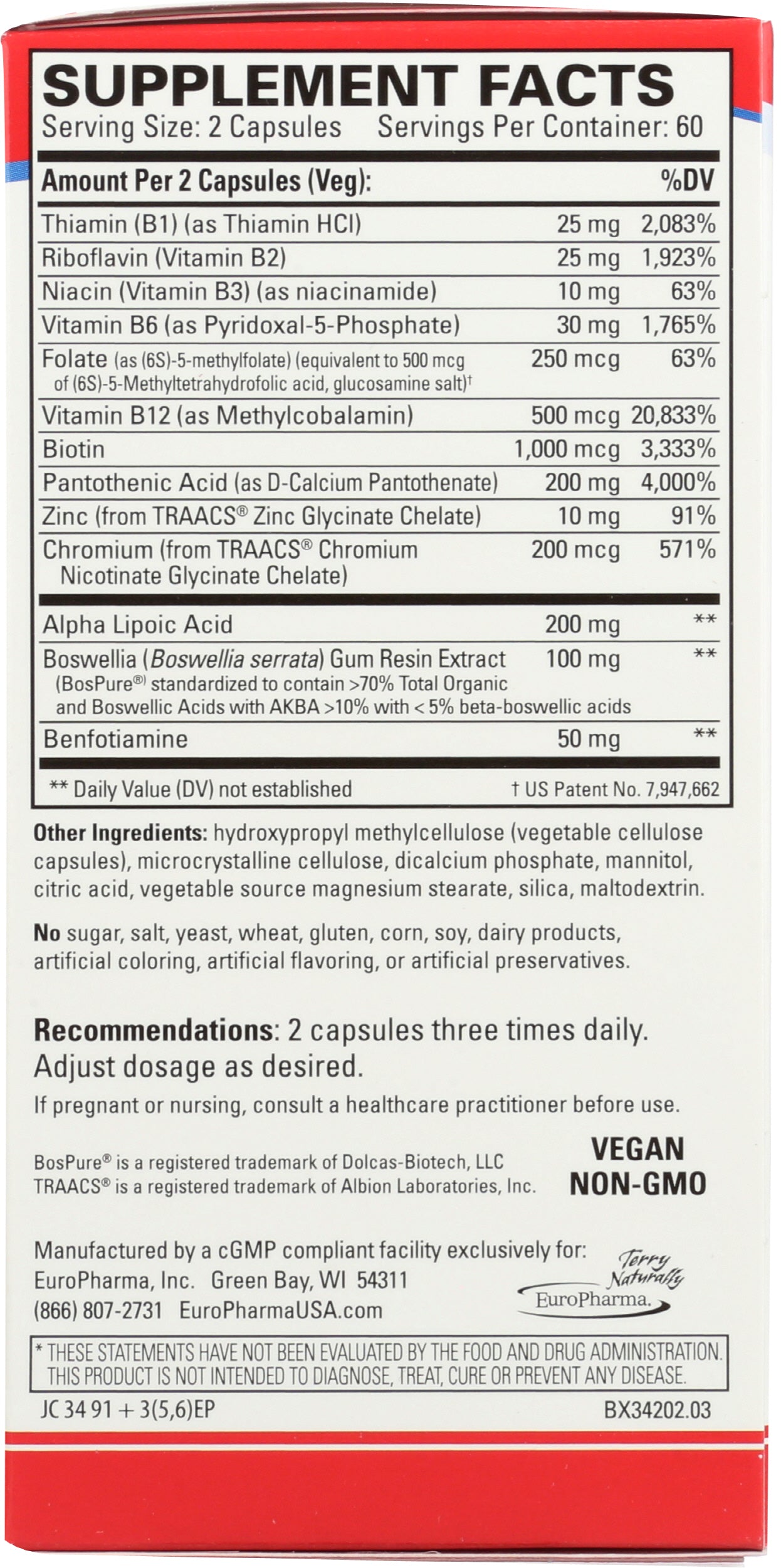 Terry Naturally Healthy Feet & Nerves 120 Capsules Back