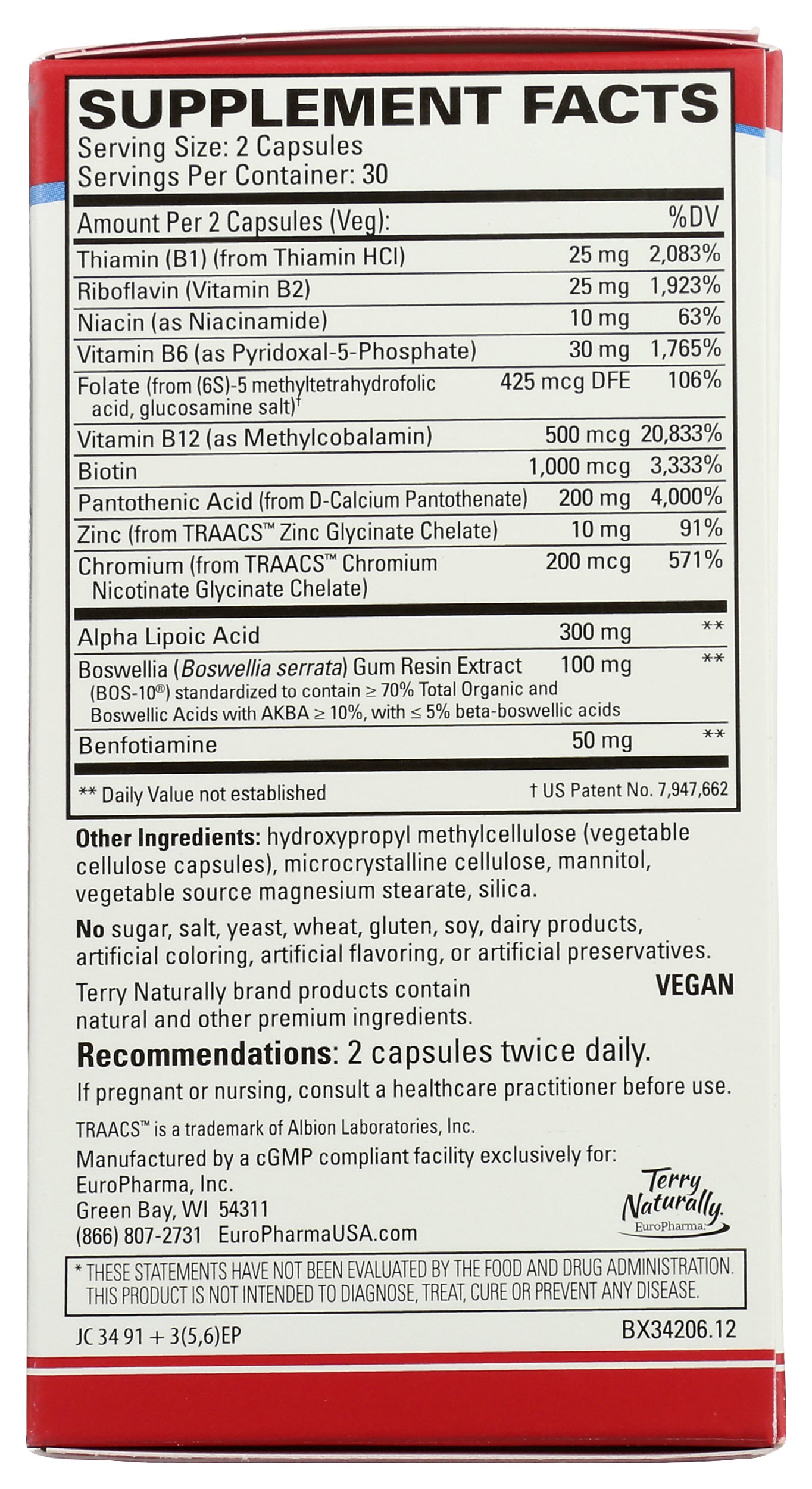 Terry Naturally Healthy Feet & Nerves 60 Capsules Back