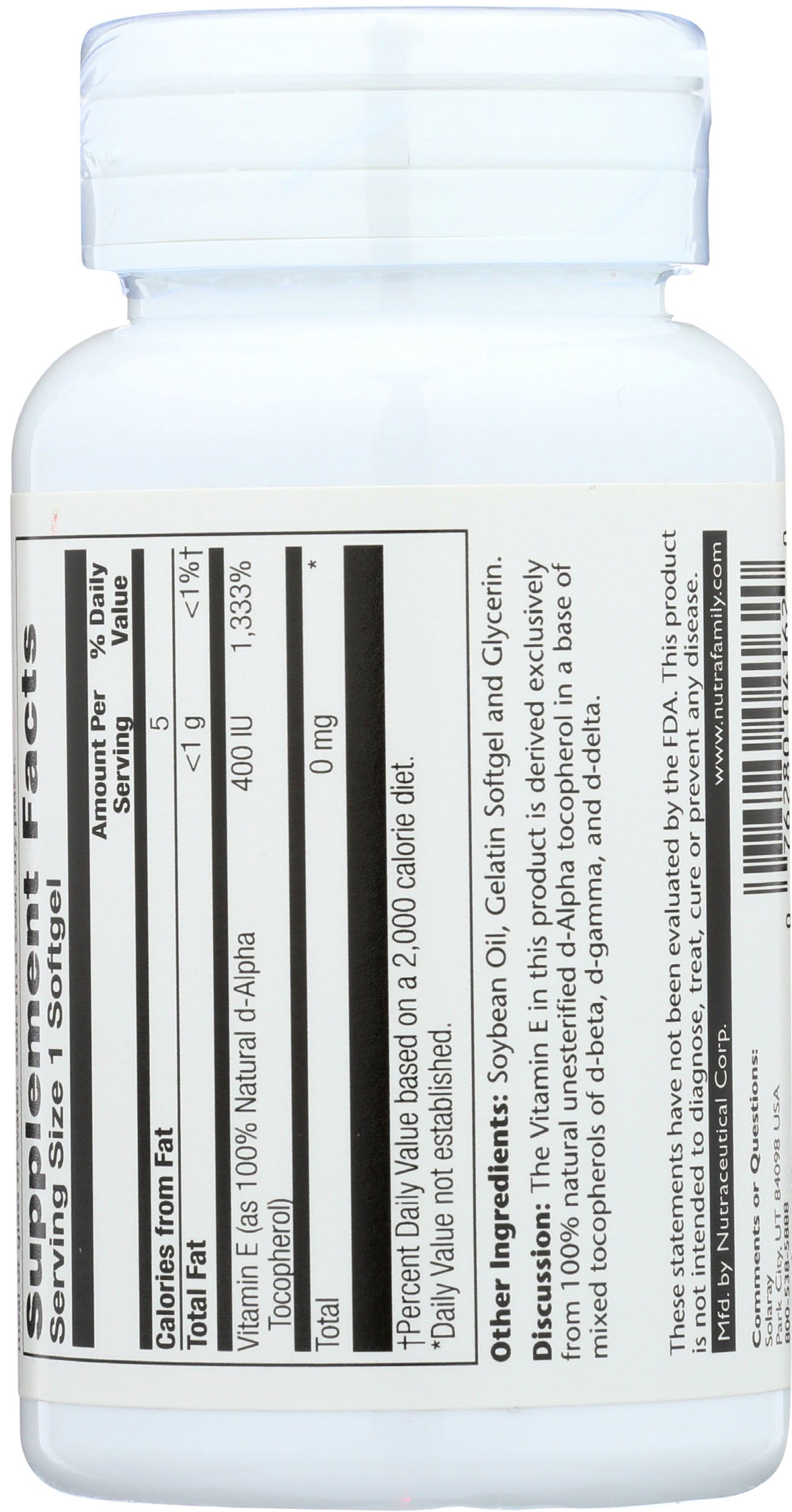 Solaray Vitamin E 268mg 50 Softgels