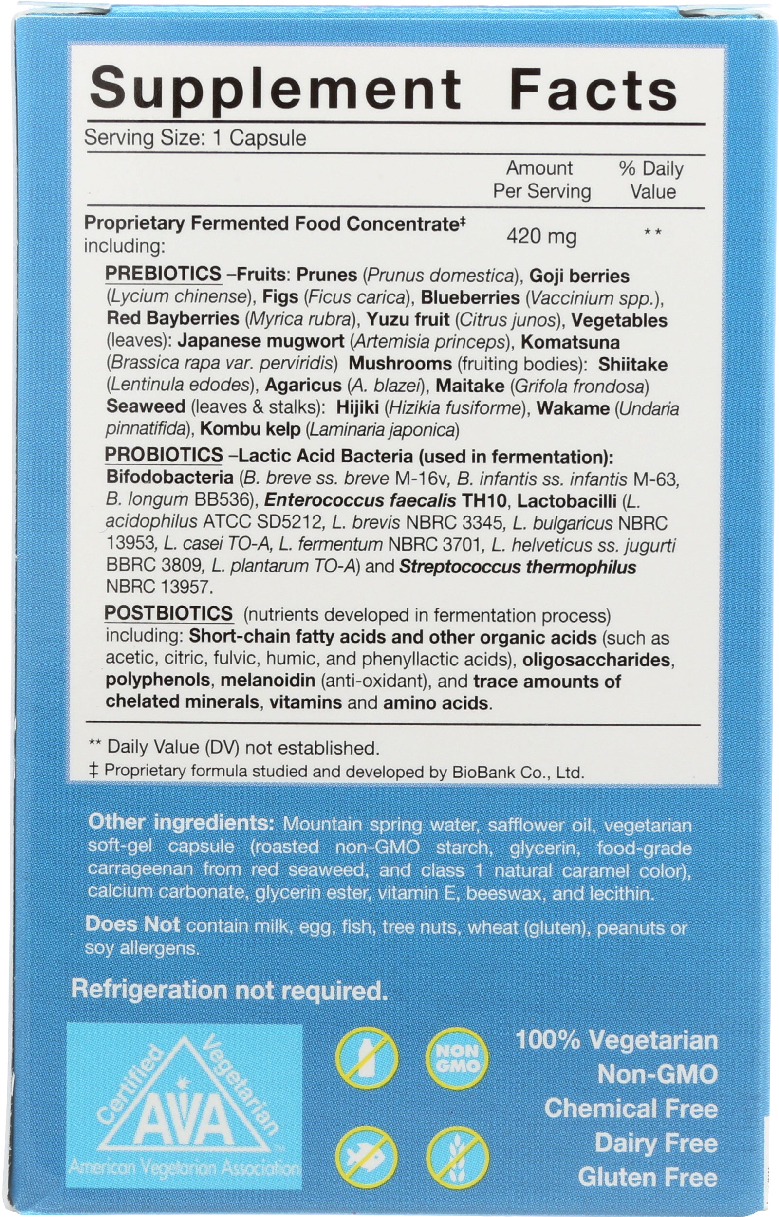 Dr. Ohhira's Probiotics Professional Formula Back of Box