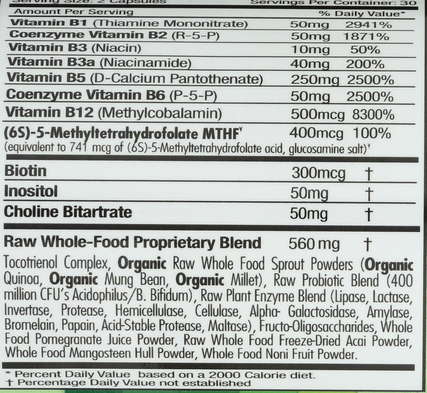 Emerald Labs Coenzymated B-Healthy 60 Vegetable Caps Back