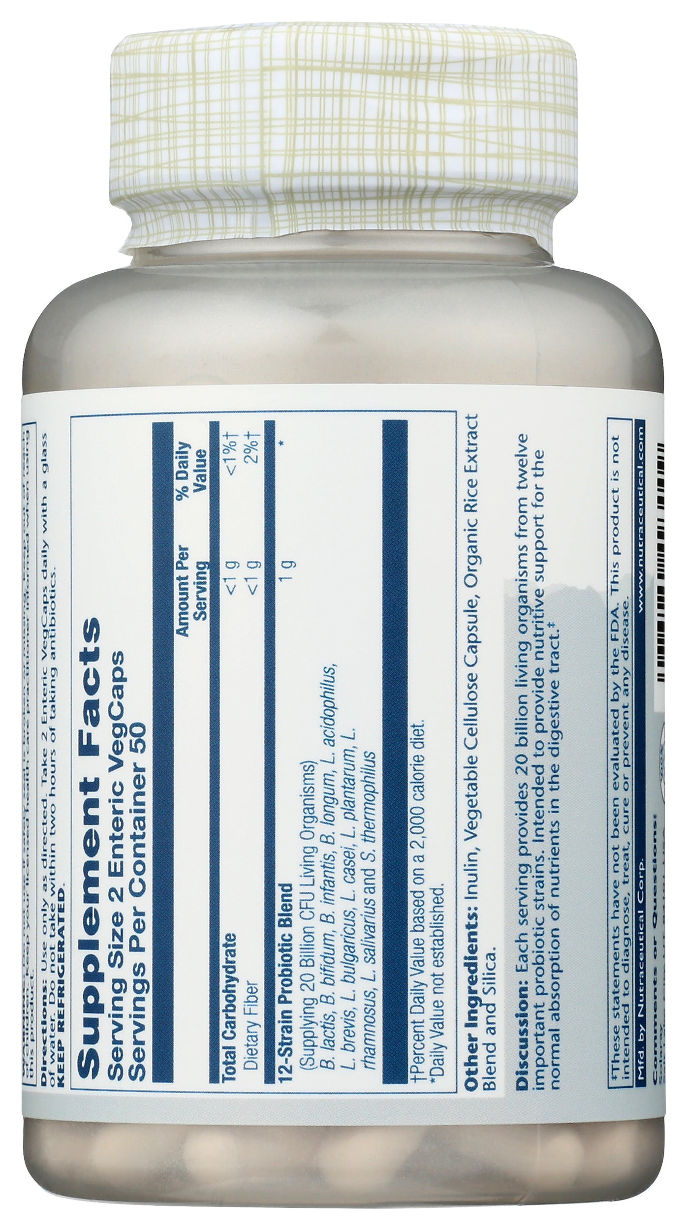 Solaray Multidophilus Probiotic 100 VegCaps Back