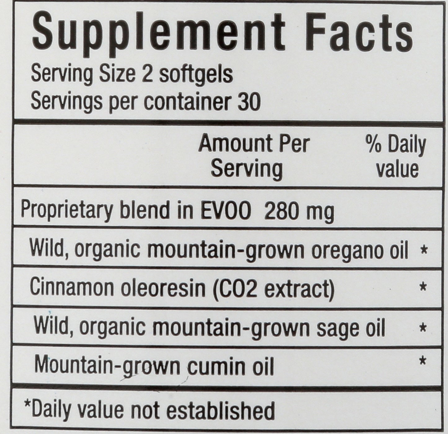 North American Herb & Spice OregaResp 60 Soft Gels Back of Bottle