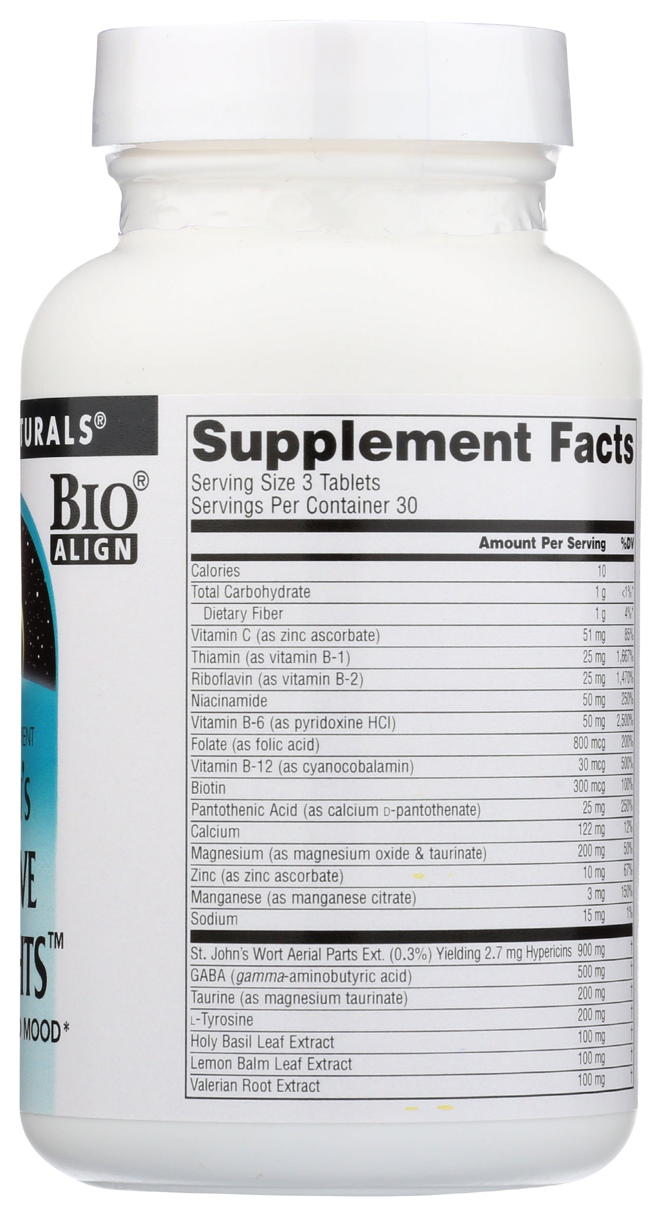 Source Naturals St. John's Positive Thoughts 90 Tablets Back of Bottle