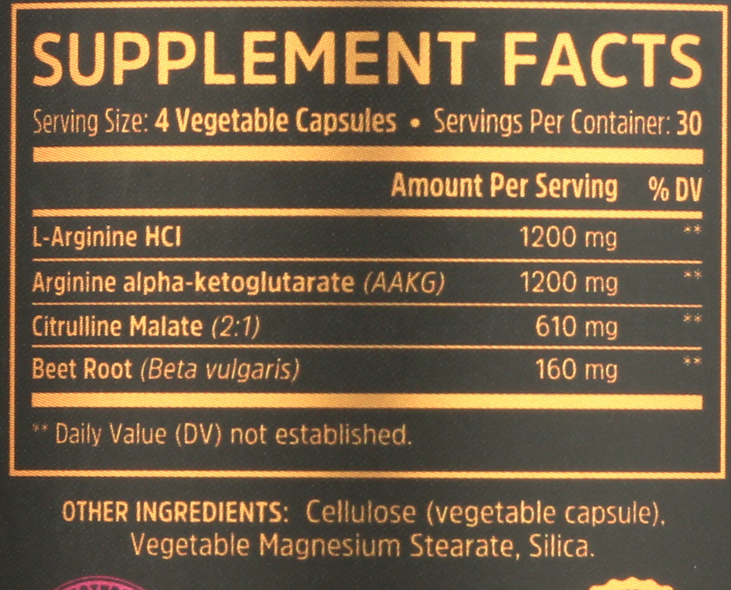 Zhou N.O. Pro Premium Nitric Oxide Boost 120 Capsules Back of Bottle